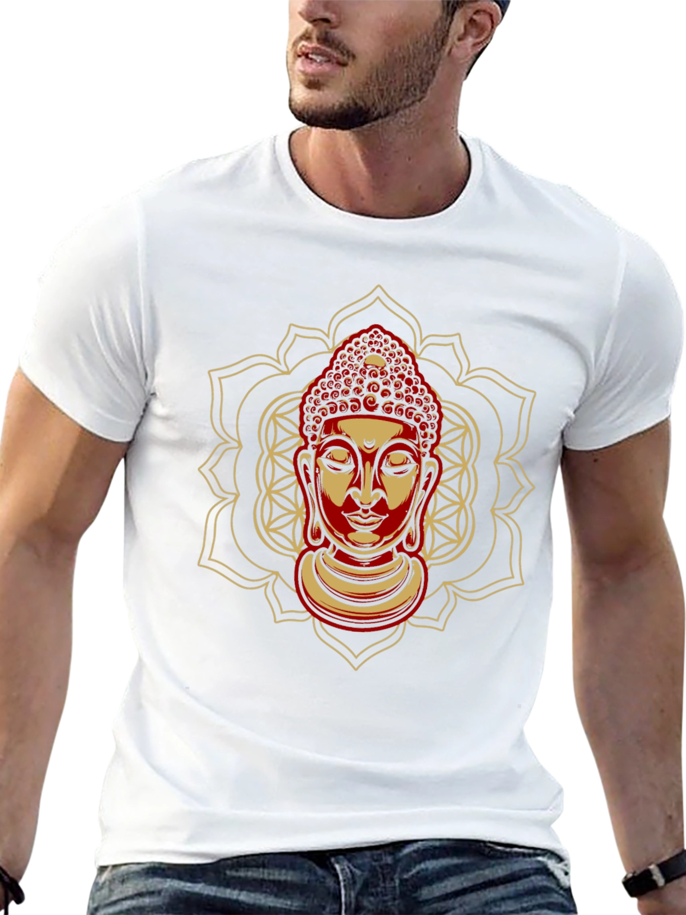Buddha Mandala Graphic Tee - Spiritual Black T-Shirt