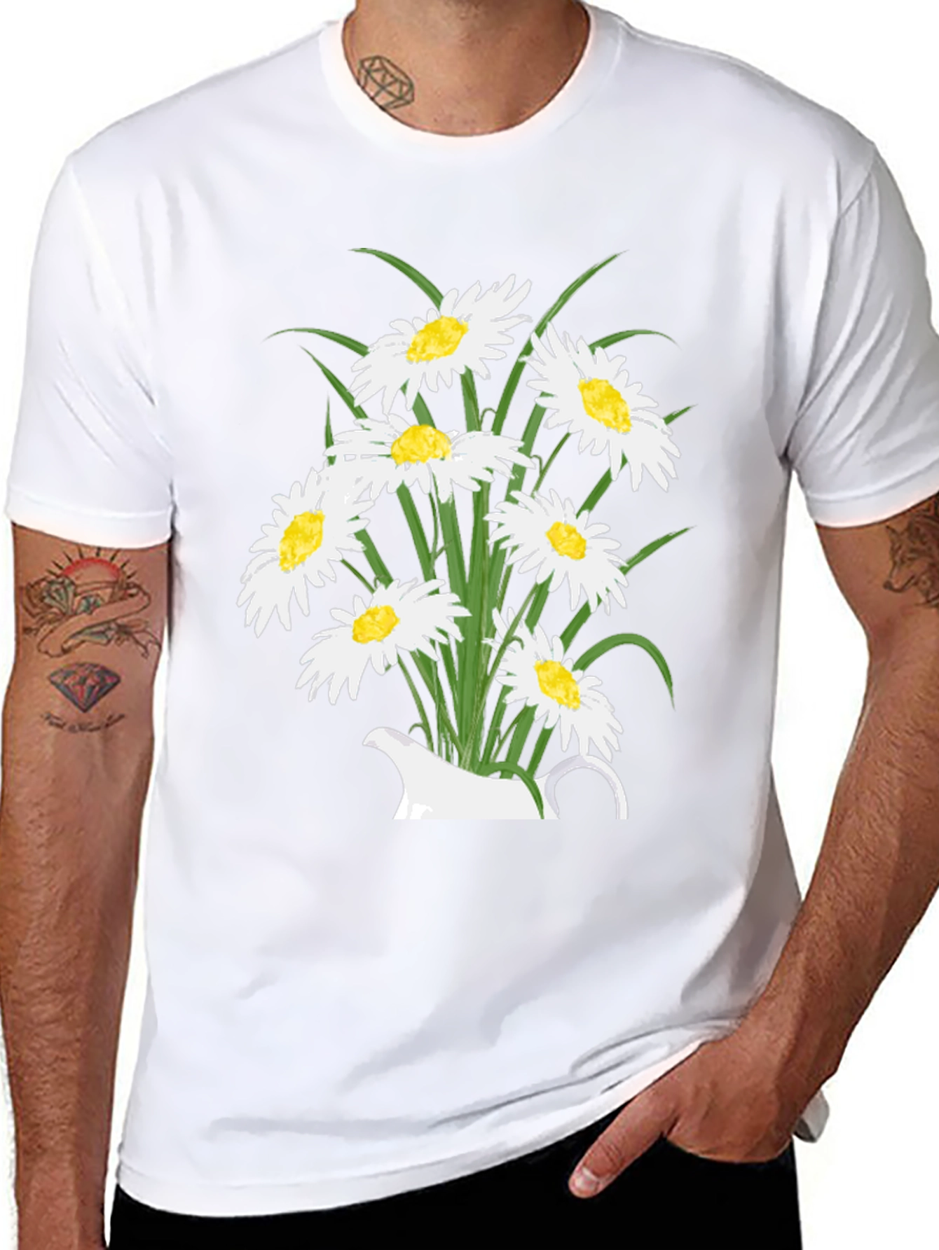 Floral Daisy Graphic T-Shirt - Black