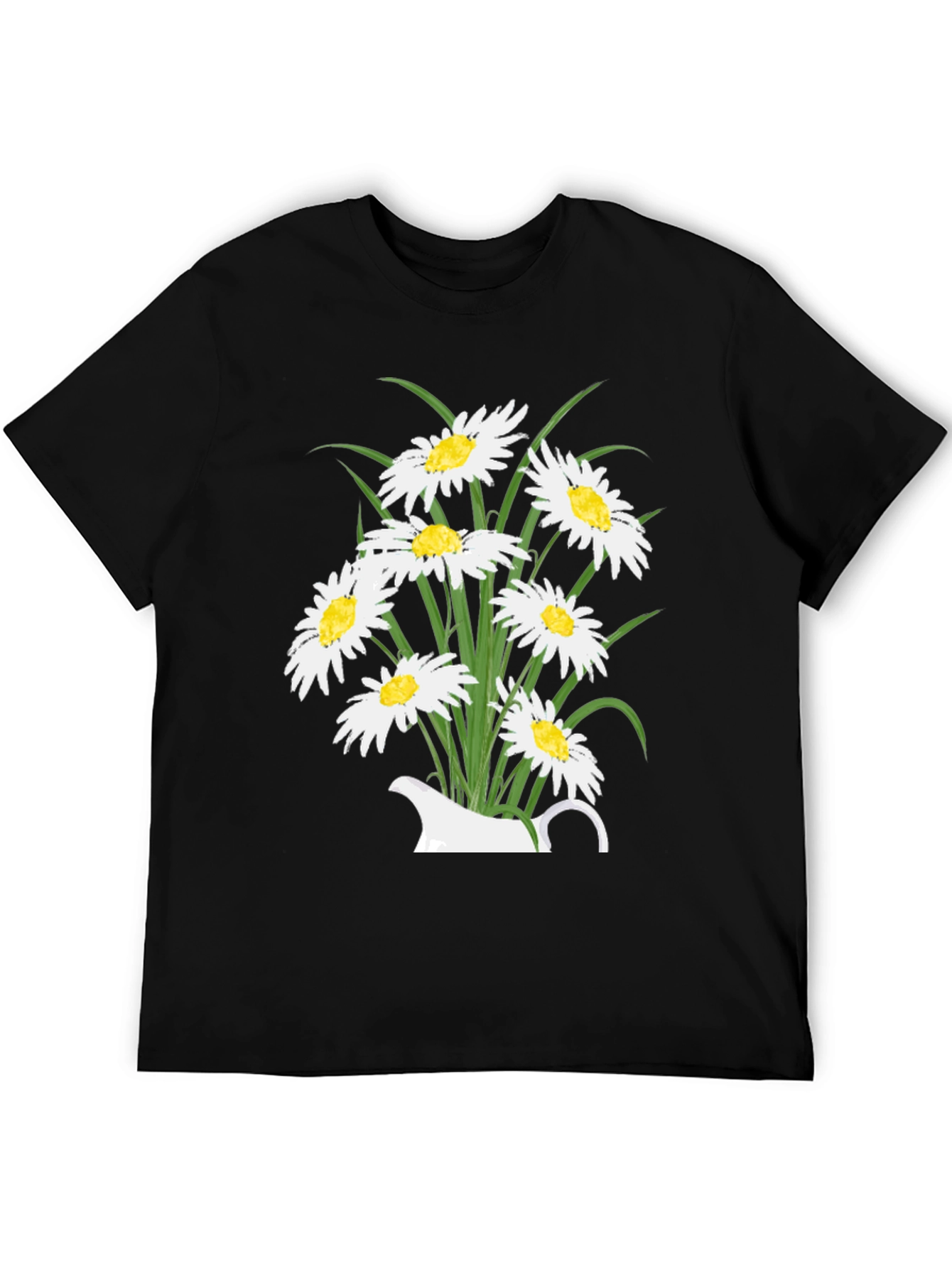 Floral Daisy Graphic T-Shirt - Black