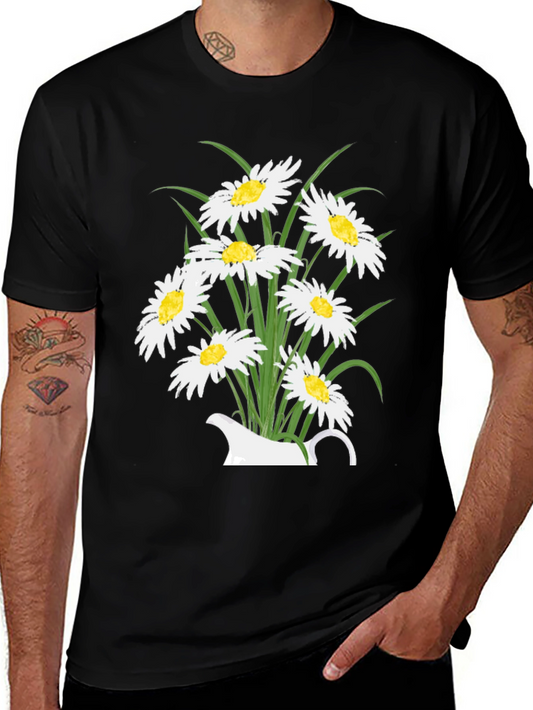 Floral Daisy Graphic T-Shirt - Black