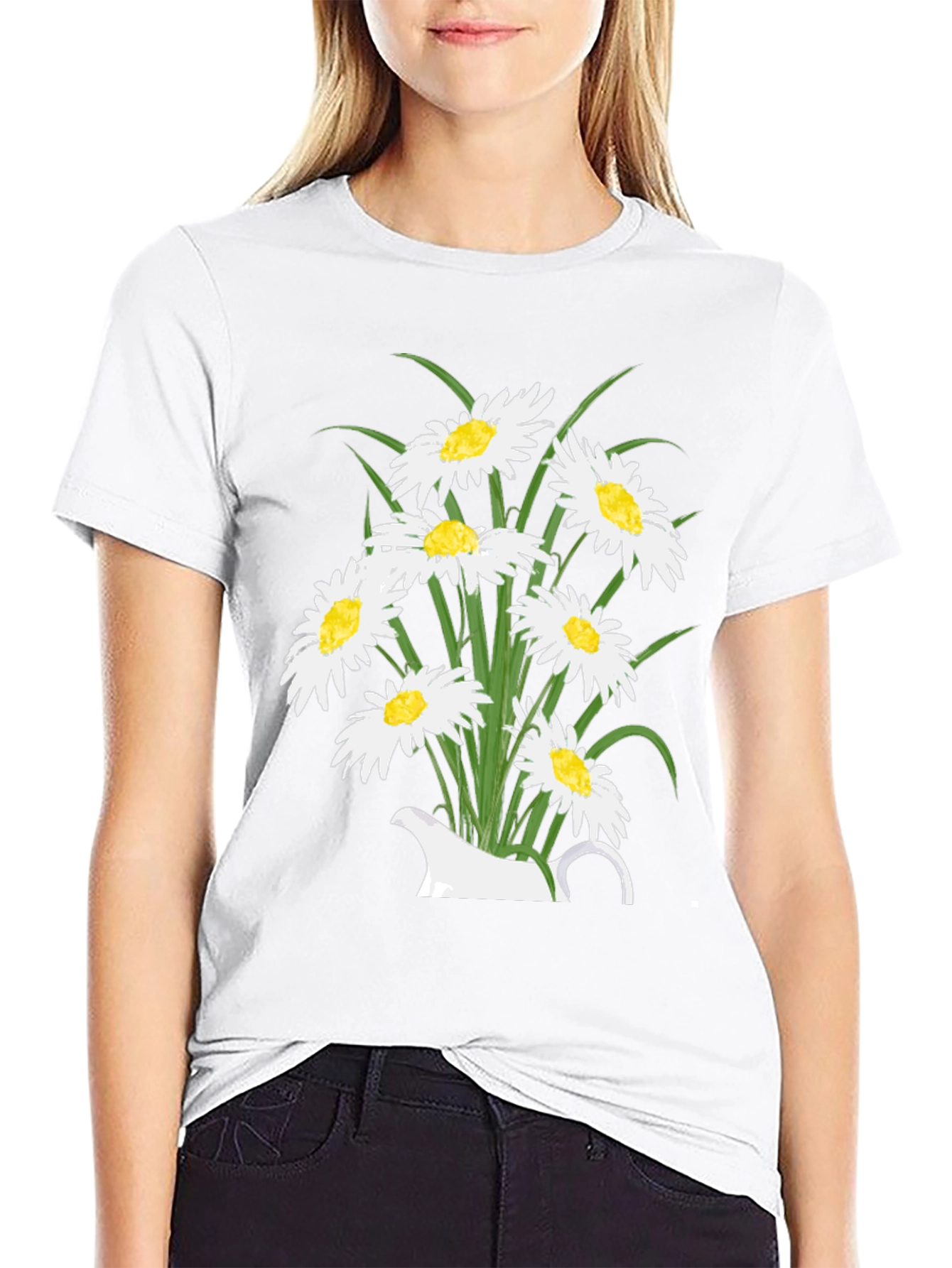Floral Daisy Graphic T-Shirt - Black