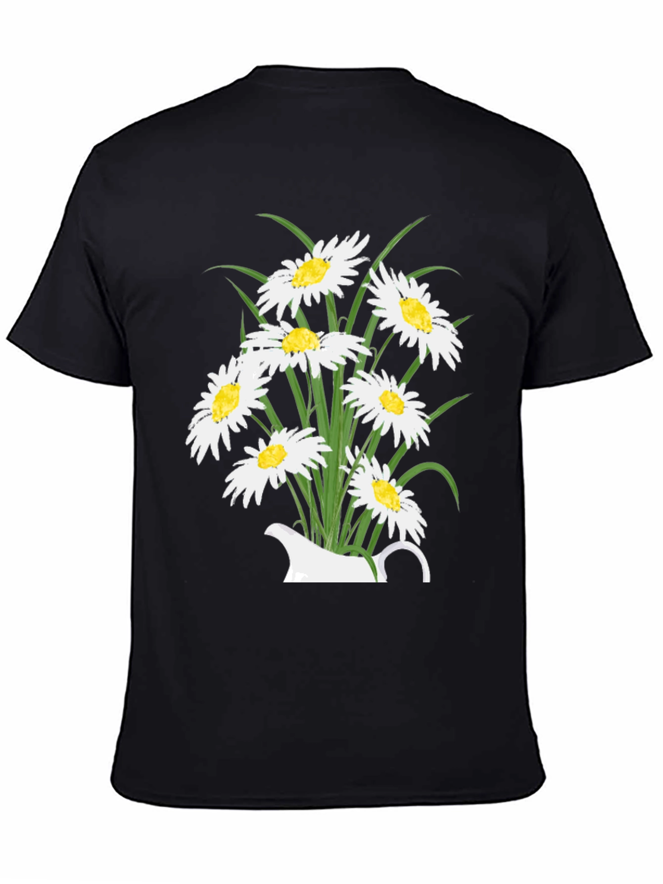 Floral Daisy Graphic T-Shirt - Black