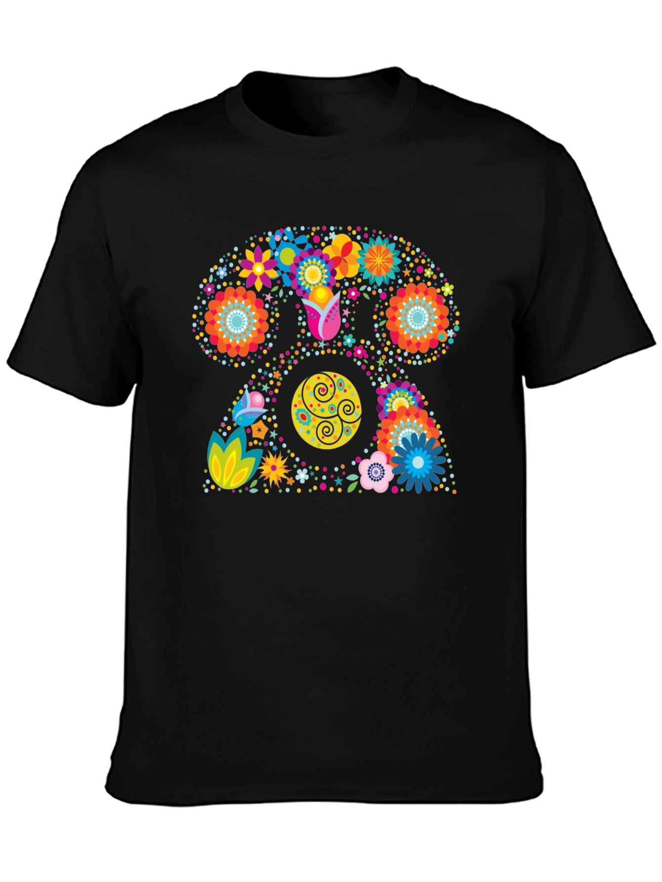 Retro Floral Rotary Phone Graphic T-Shirt