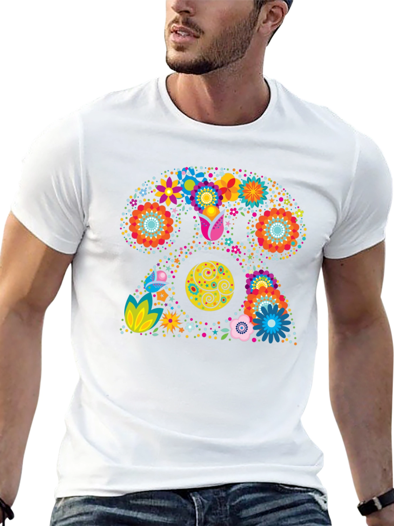 Retro Floral Rotary Phone Graphic T-Shirt