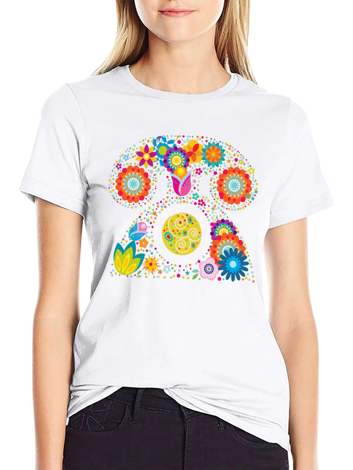 Retro Floral Rotary Phone Graphic T-Shirt