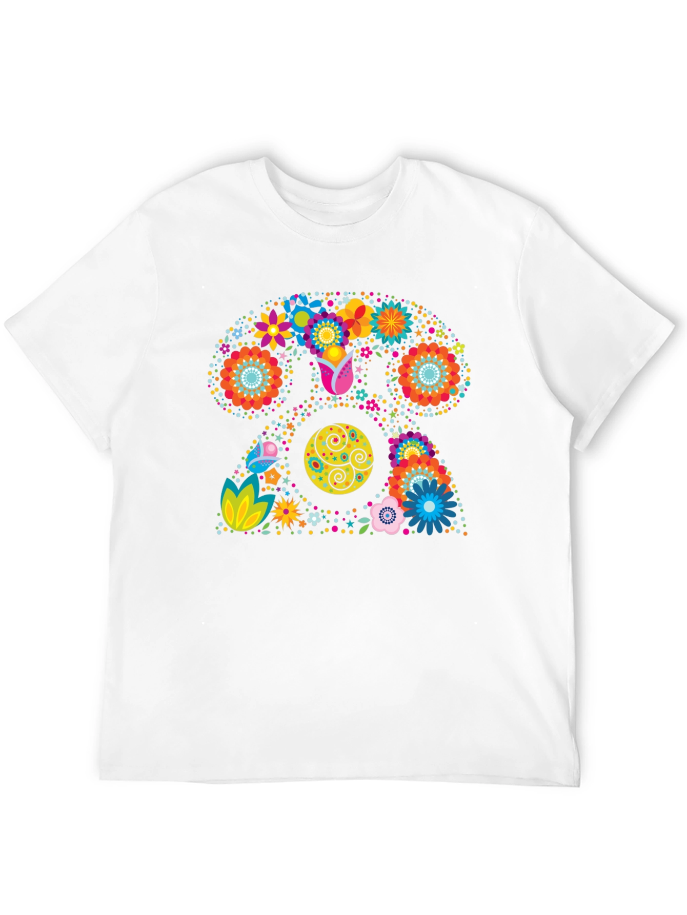 Retro Floral Rotary Phone Graphic T-Shirt