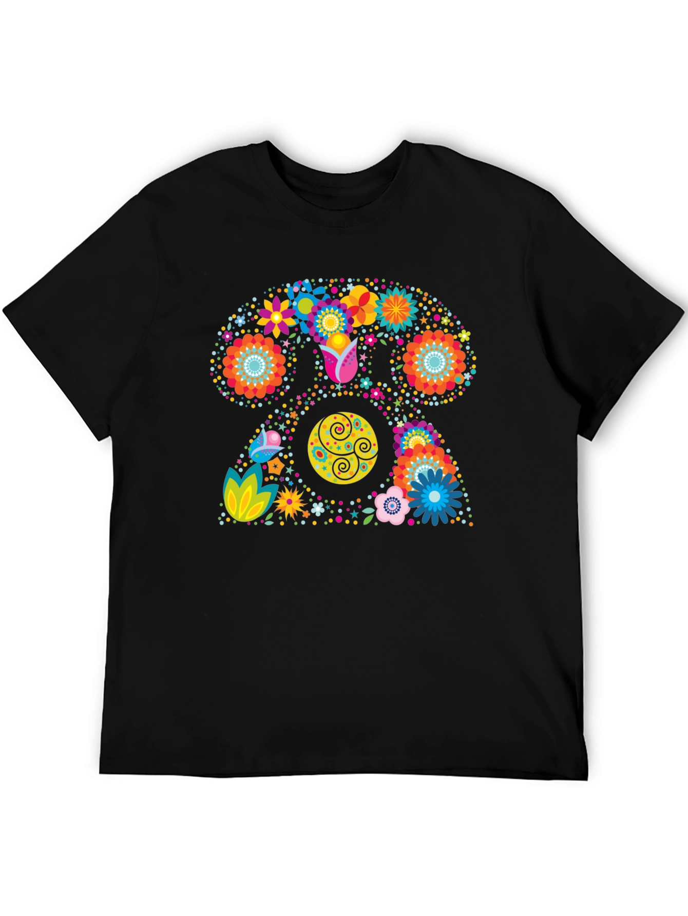 Retro Floral Rotary Phone Graphic T-Shirt