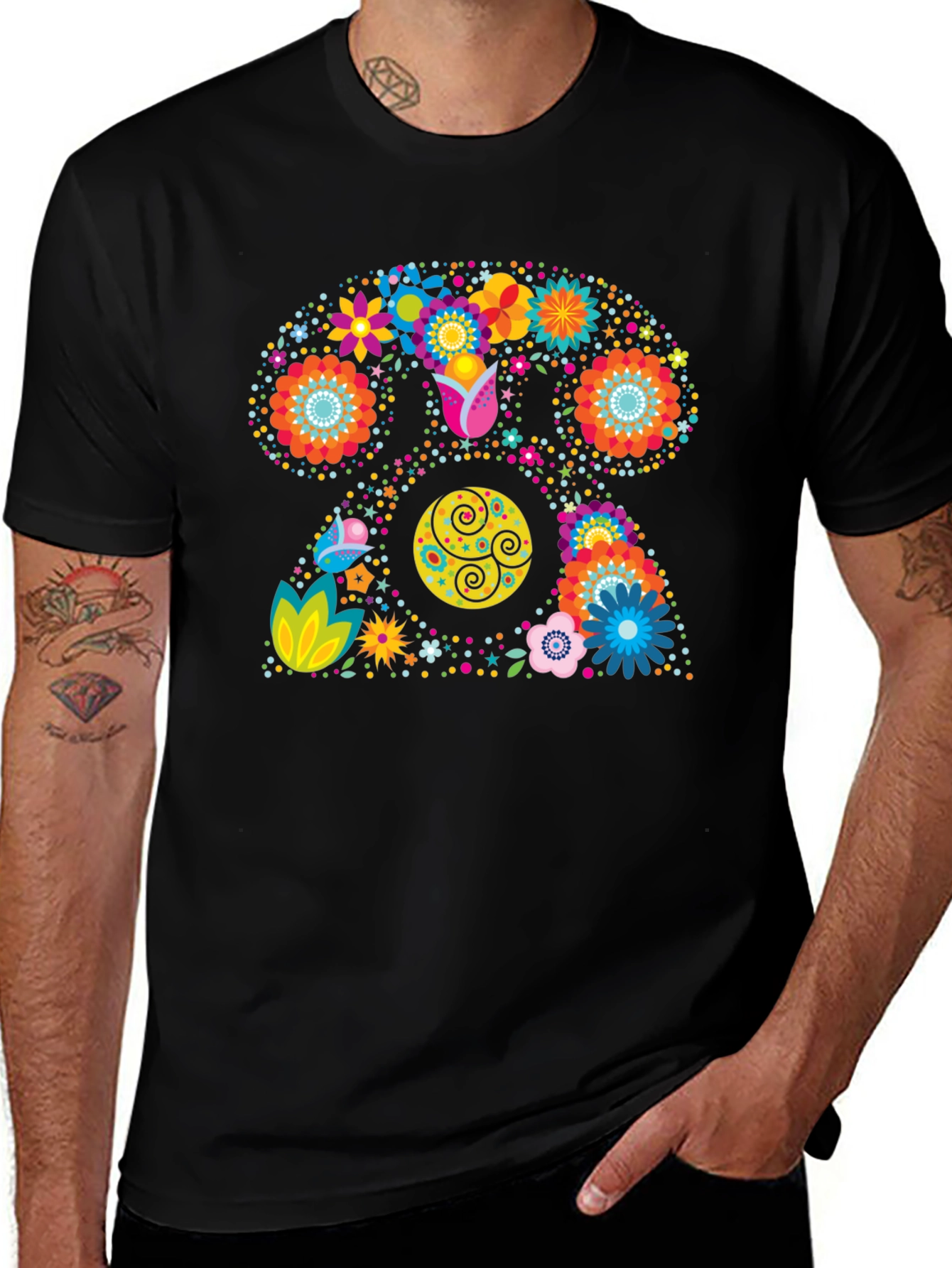 Retro Floral Rotary Phone Graphic T-Shirt