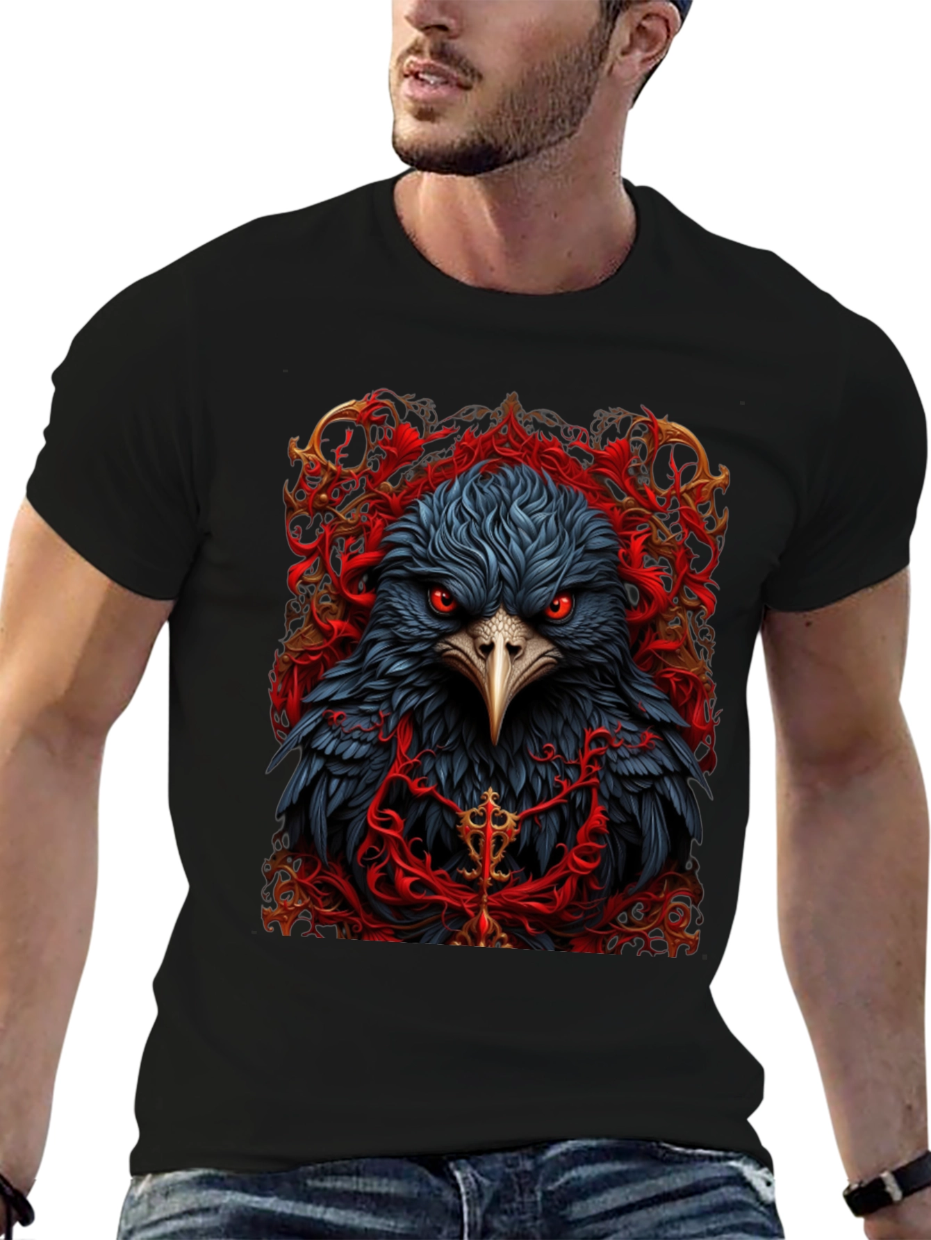 Raven Graphic Tee - Dark Bird Art T-Shirt
