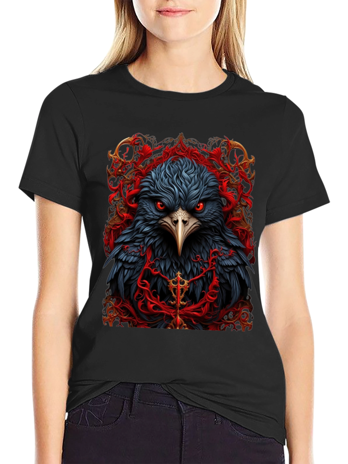 Raven Graphic Tee - Dark Bird Art T-Shirt