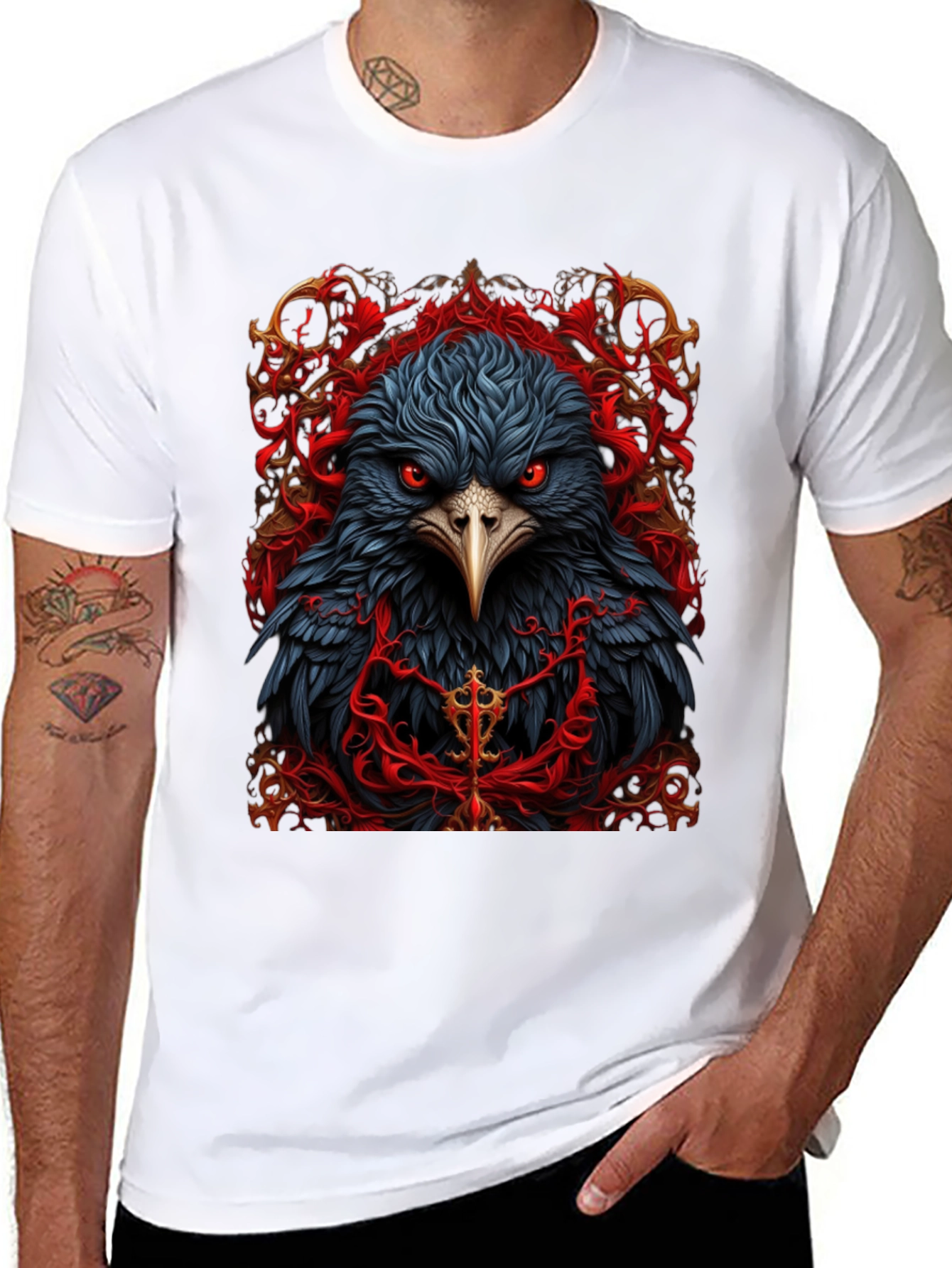 Raven Graphic Tee - Dark Bird Art T-Shirt