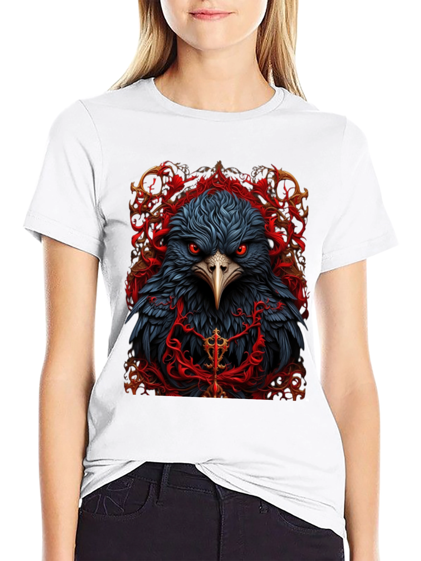 Raven Graphic Tee - Dark Bird Art T-Shirt