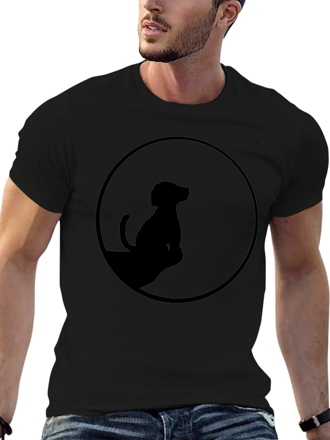 Silhouette Dog Graphic Tee - Black Cotton Blend