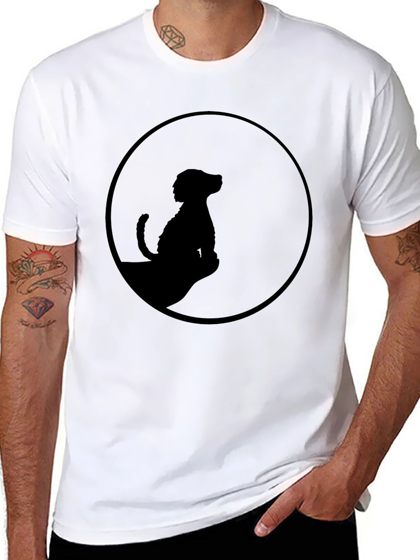 Silhouette Dog Graphic Tee - Black Cotton Blend