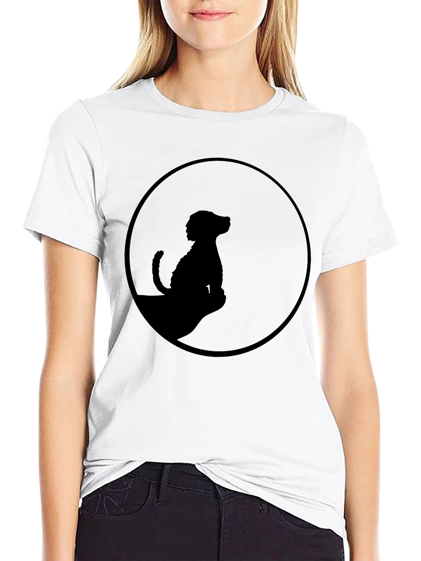 Silhouette Dog Graphic Tee - Black Cotton Blend