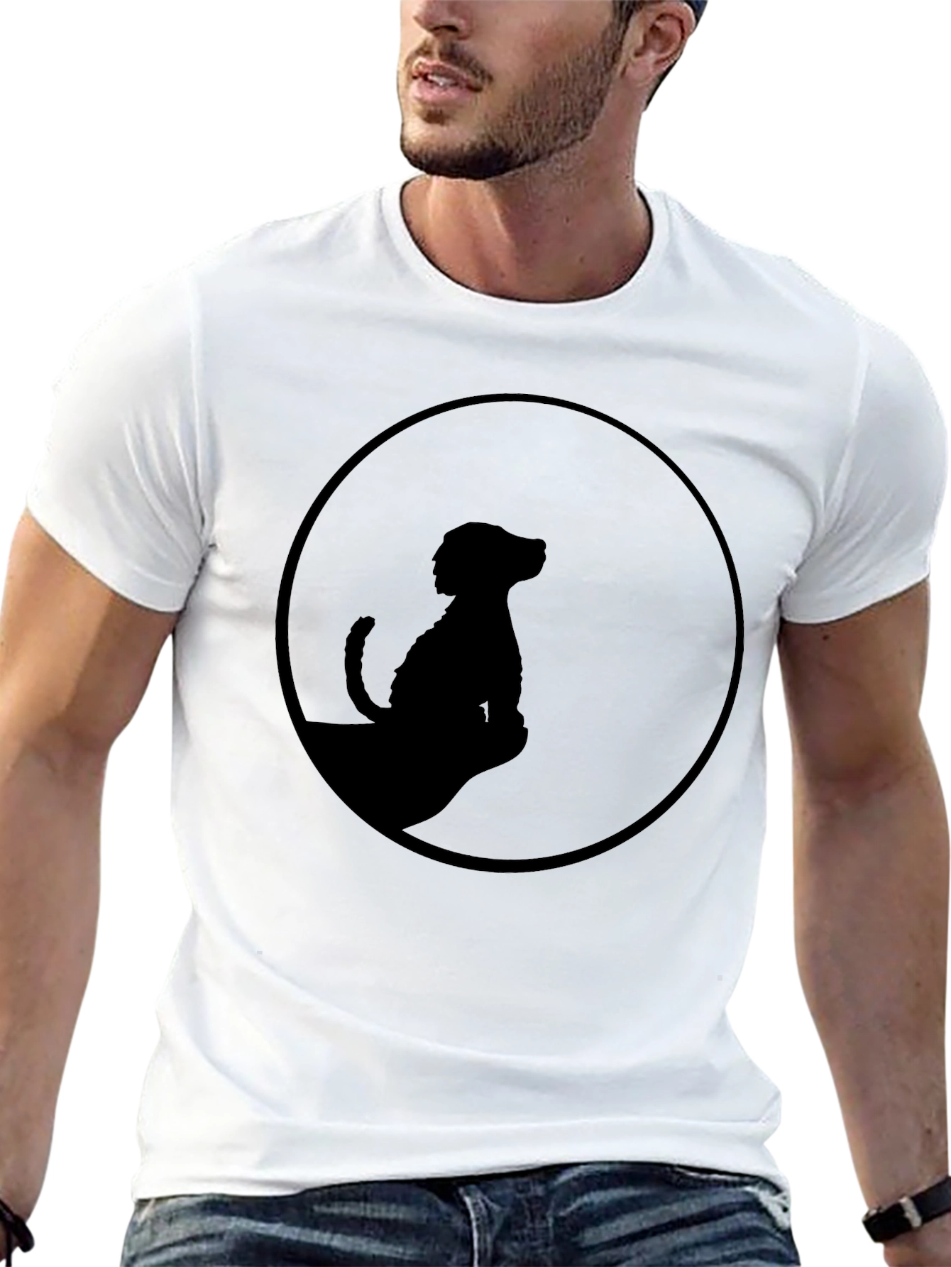 Silhouette Dog Graphic Tee - Black Cotton Blend