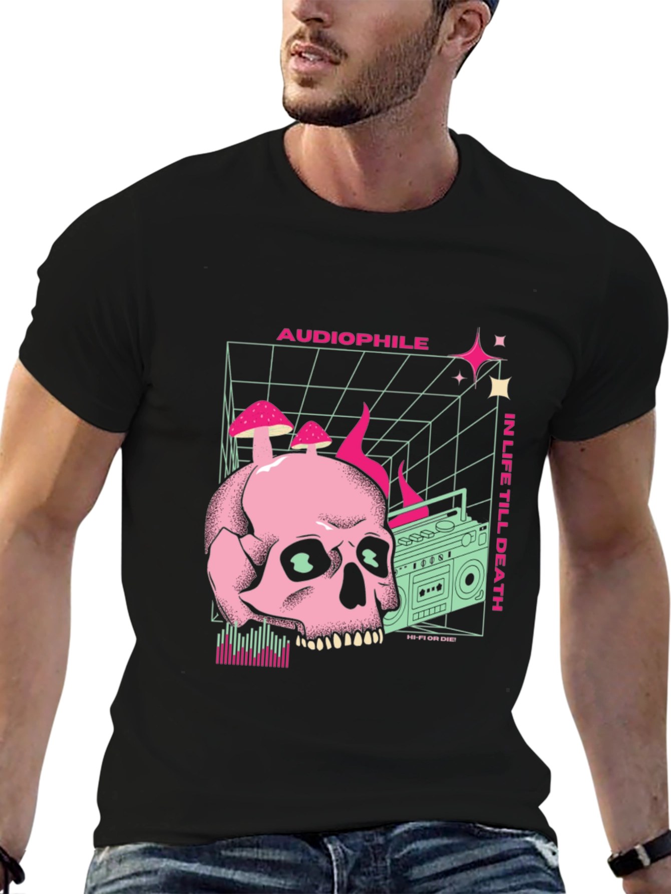 Skull and Boombox Graphic Tee