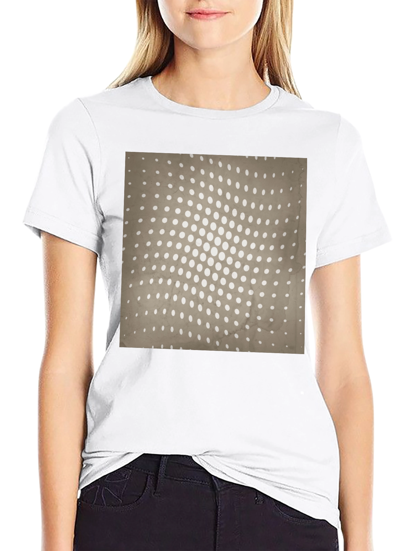 Retro Halftone Pattern Black T-Shirt