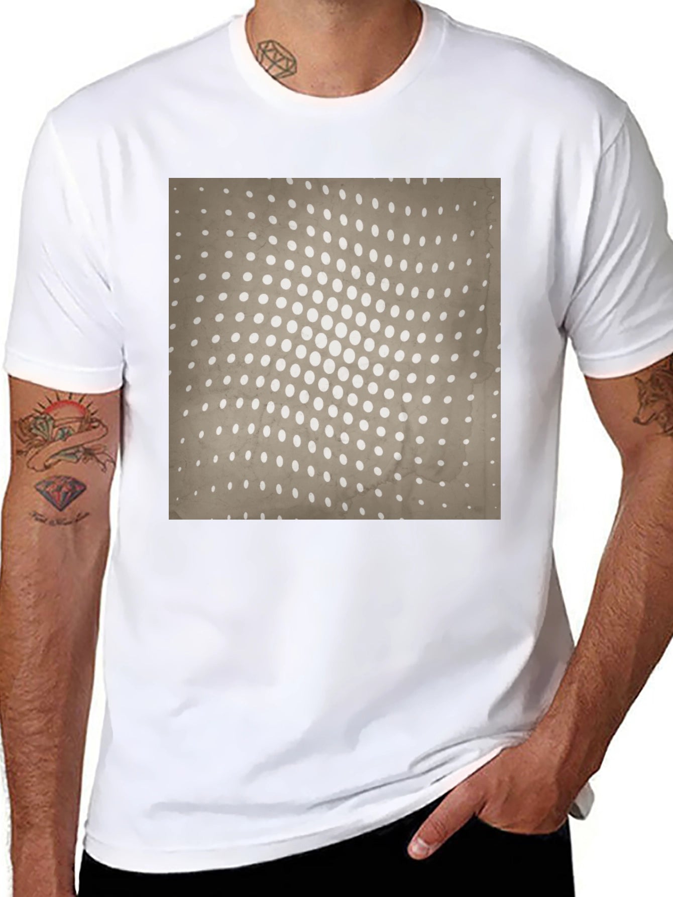Retro Halftone Pattern Black T-Shirt