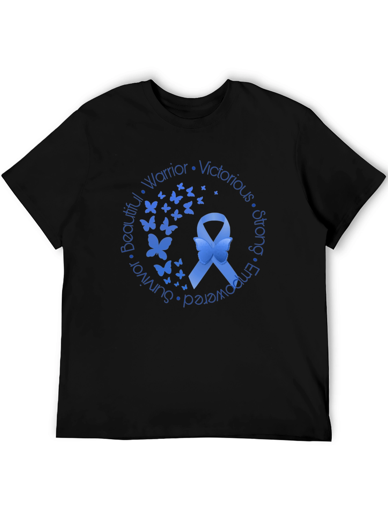 Blue Ribbon Butterfly Graphic T-Shirt
