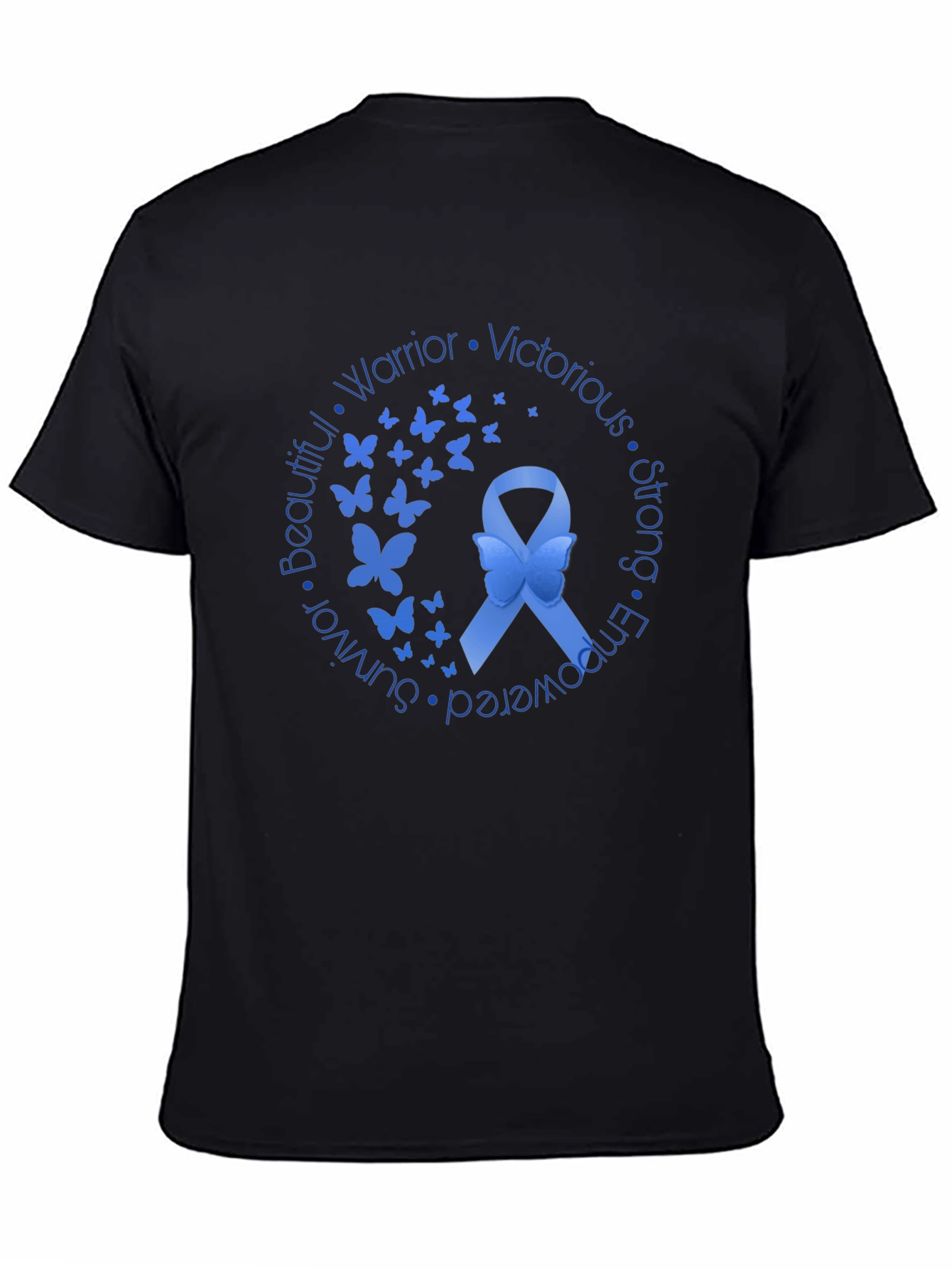 Blue Ribbon Butterfly Graphic T-Shirt