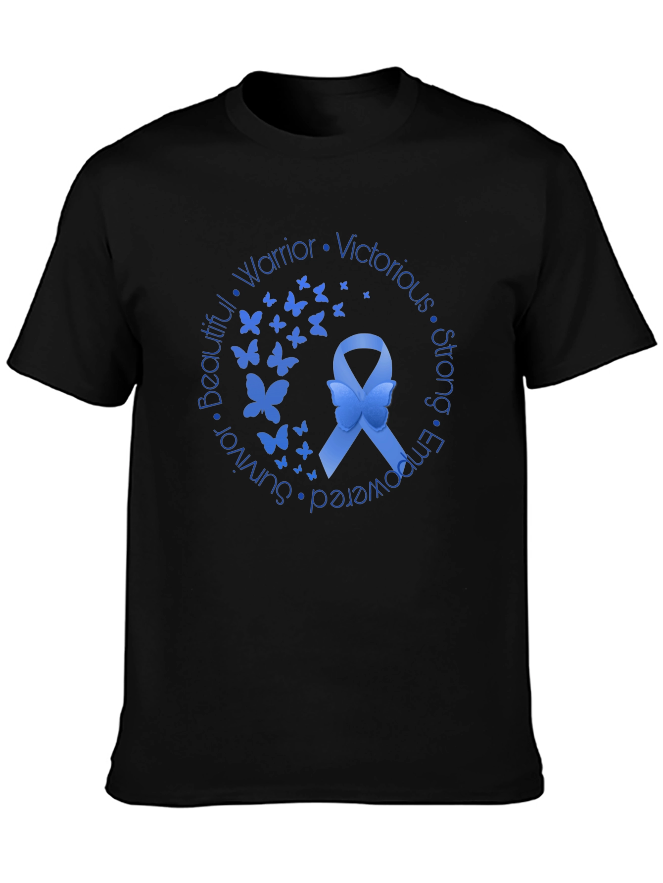 Blue Ribbon Butterfly Graphic T-Shirt