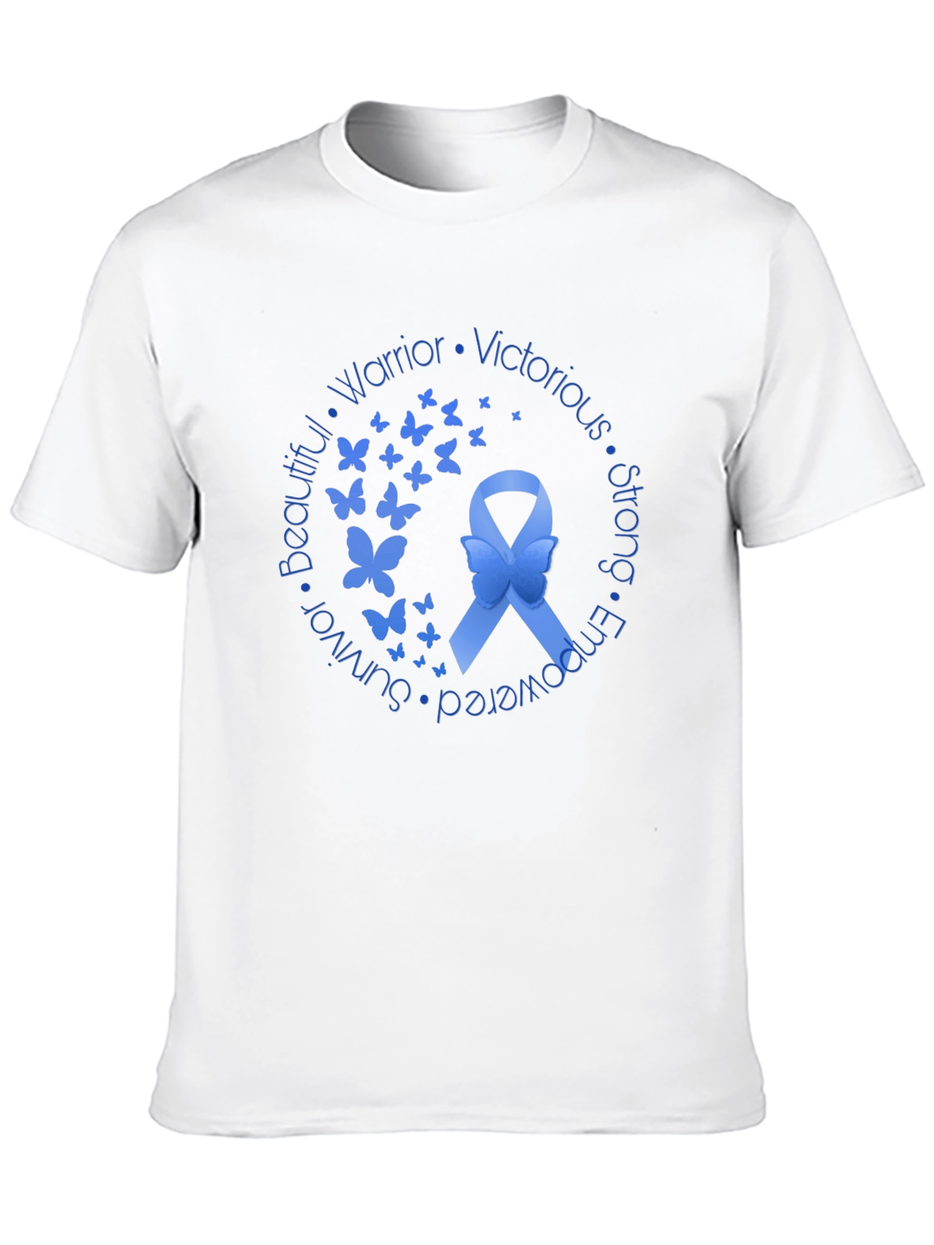 Blue Ribbon Butterfly Graphic T-Shirt