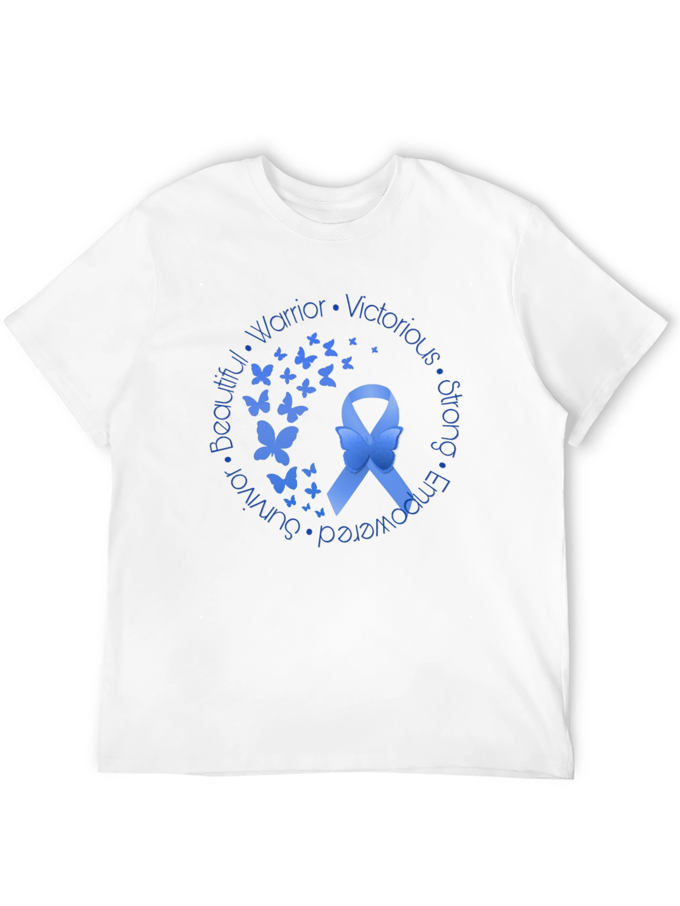 Blue Ribbon Butterfly Graphic T-Shirt
