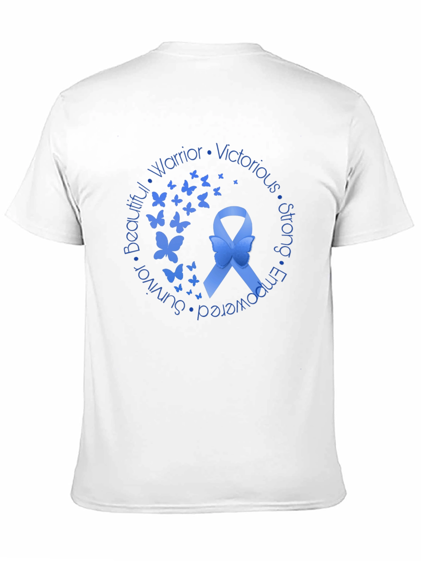Blue Ribbon Butterfly Graphic T-Shirt