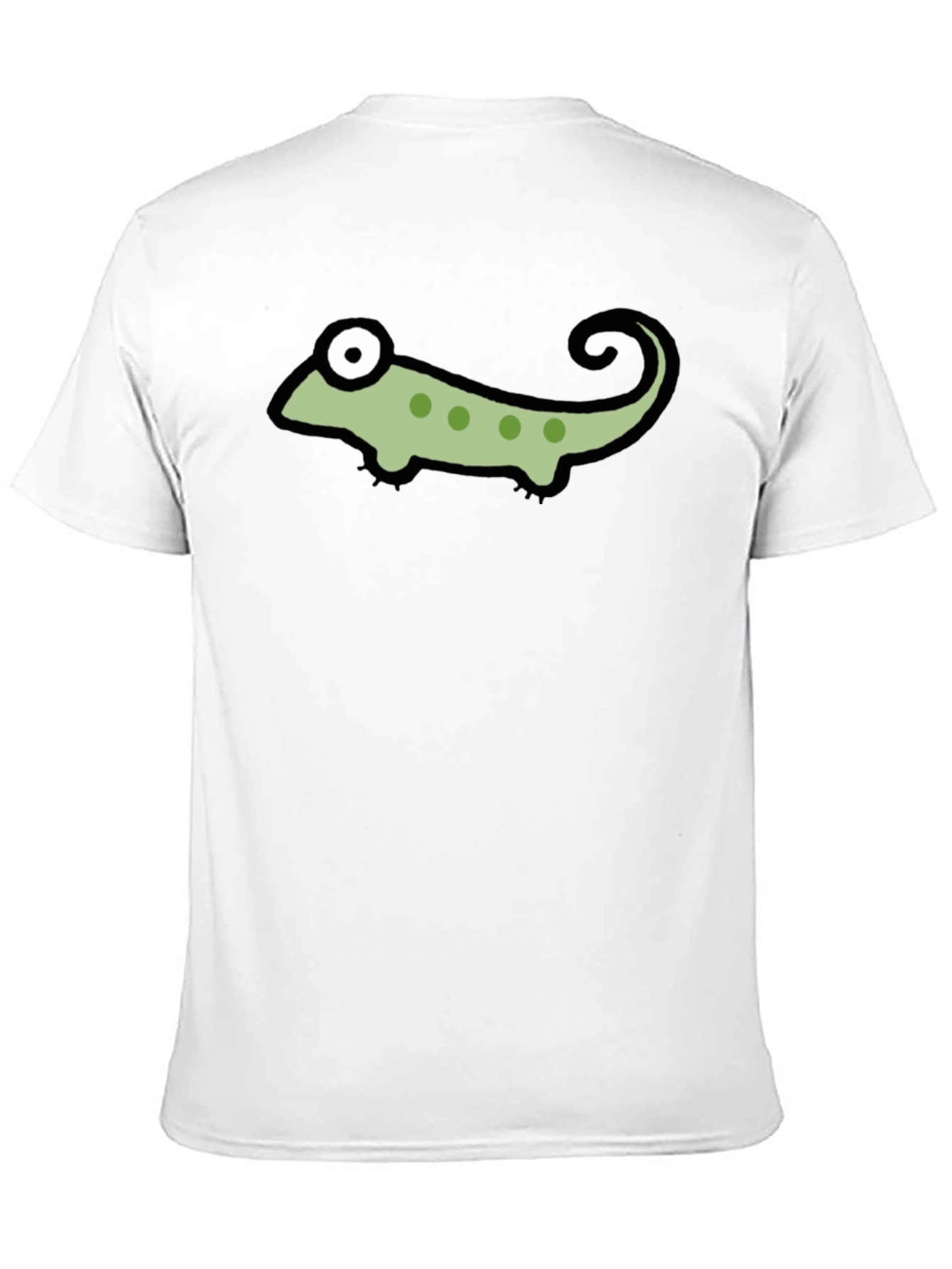 Black T-Shirt with Cartoon Chameleon Graphic