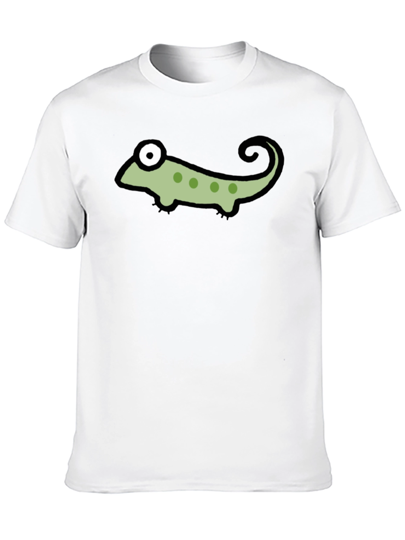 Black T-Shirt with Cartoon Chameleon Graphic
