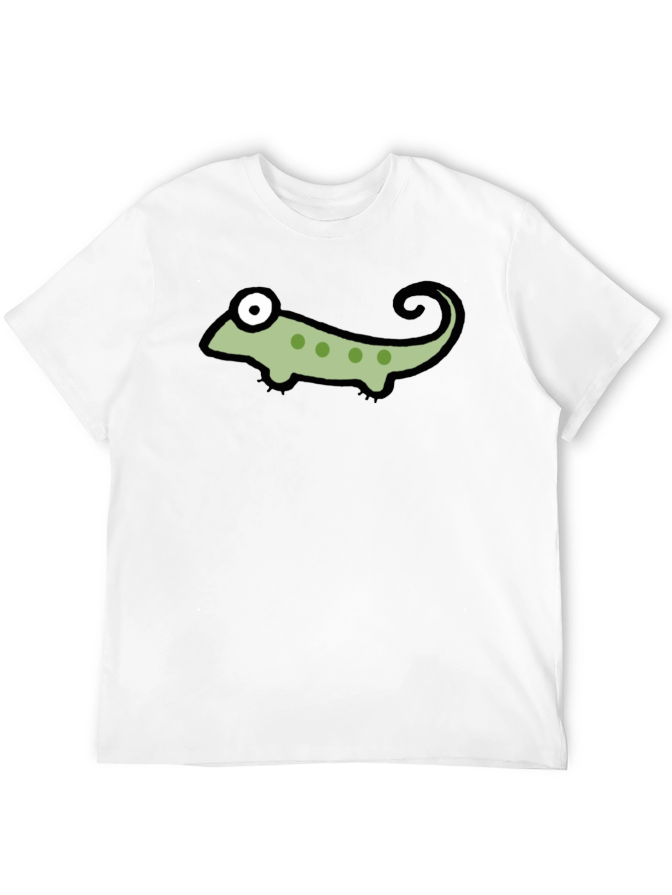 Black T-Shirt with Cartoon Chameleon Graphic