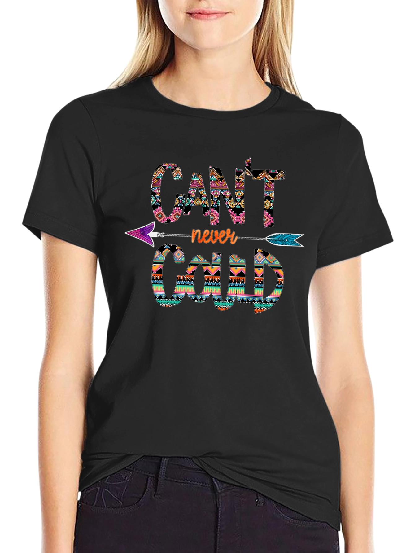 Cant Never Could Arrow Print T-Shirt