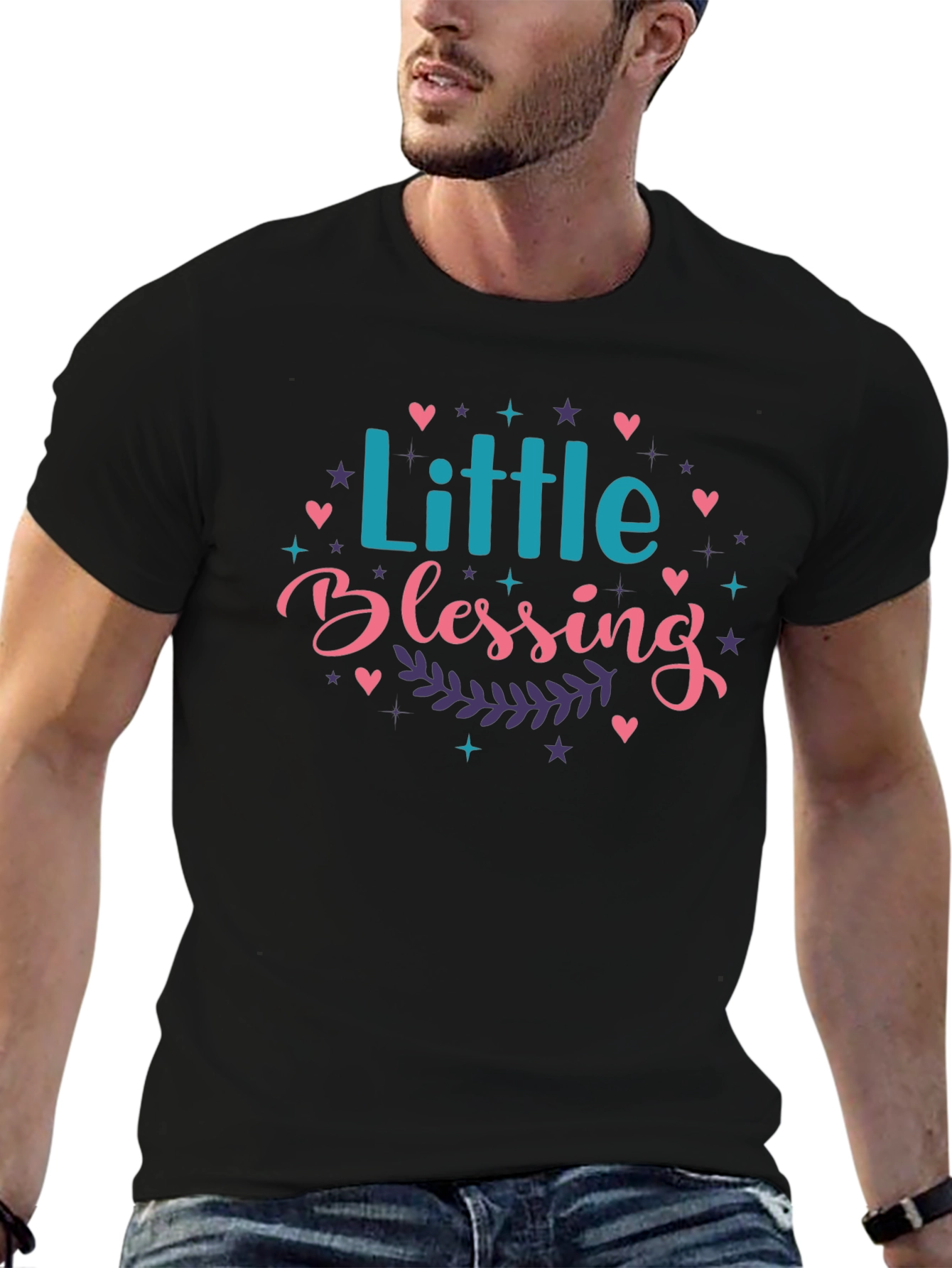 Little Blessing Graphic Print Black T-Shirt