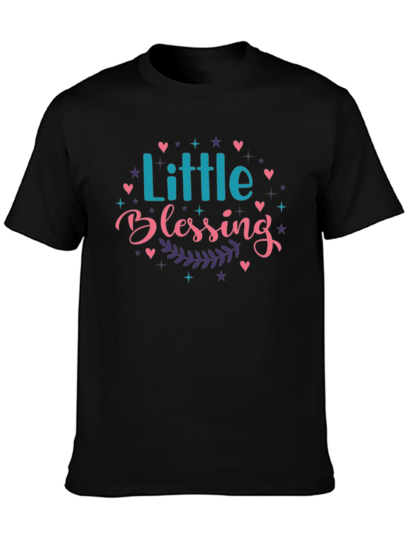 Little Blessing Graphic Print Black T-Shirt