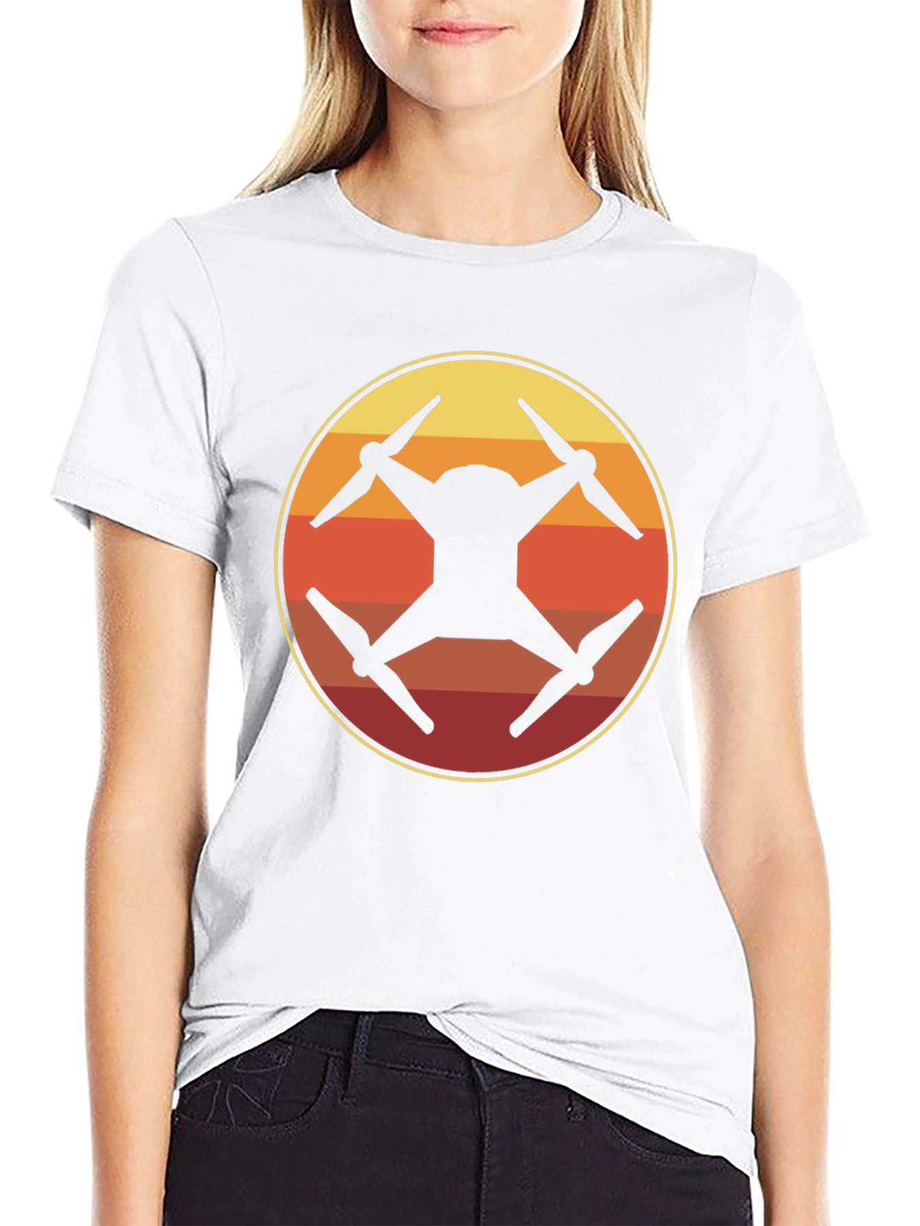 Drone Silhouette Sunset Graphic T-Shirt