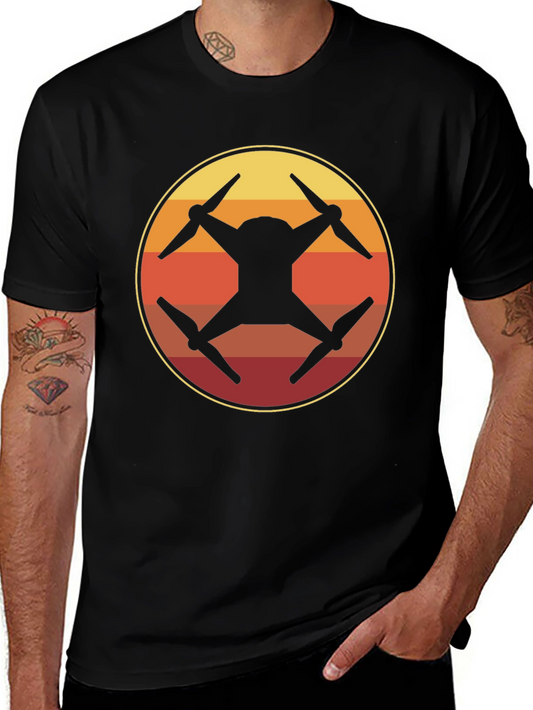 Drone Silhouette Sunset Graphic T-Shirt