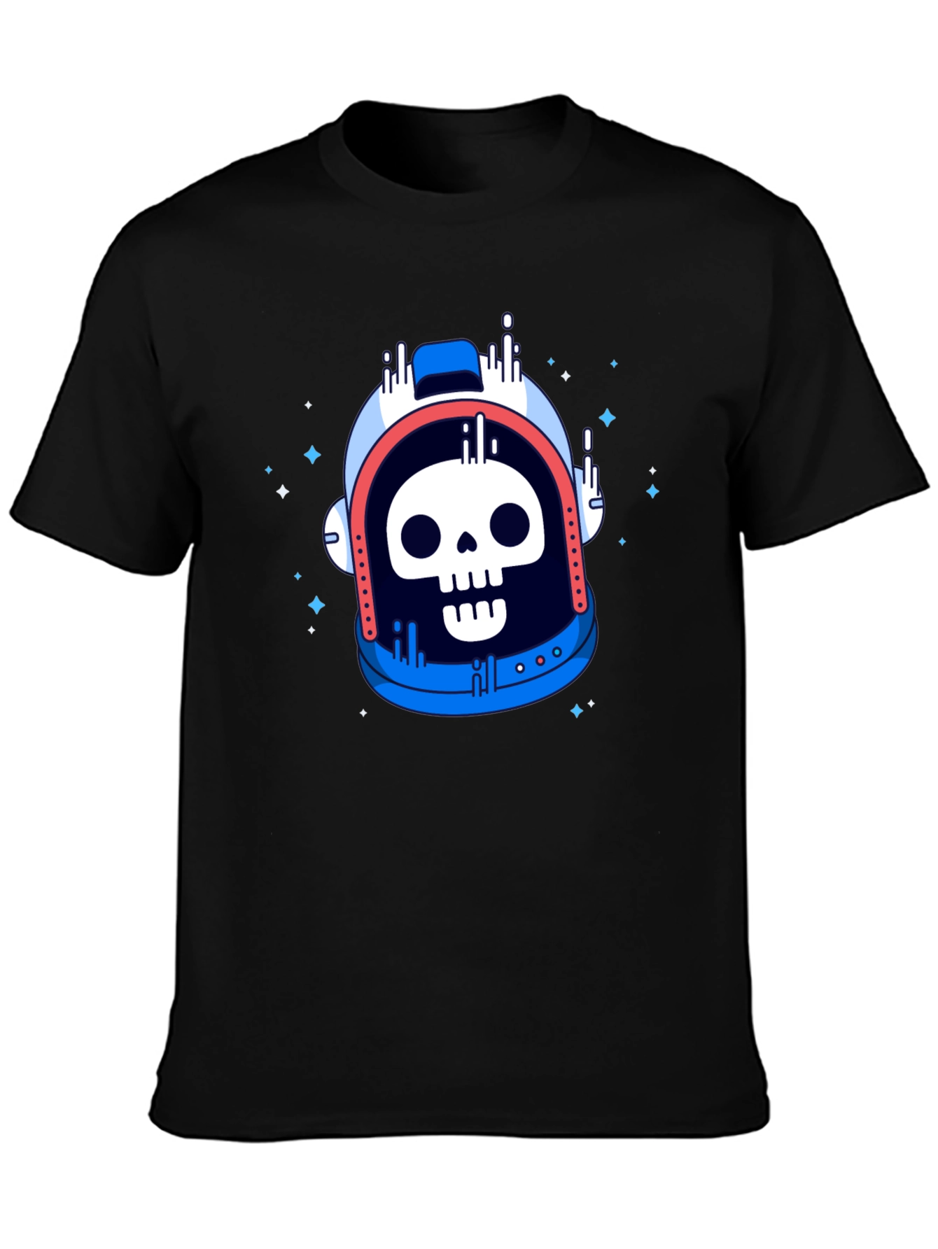 Skull Astronaut Graphic Tee - Black Cotton T-Shirt