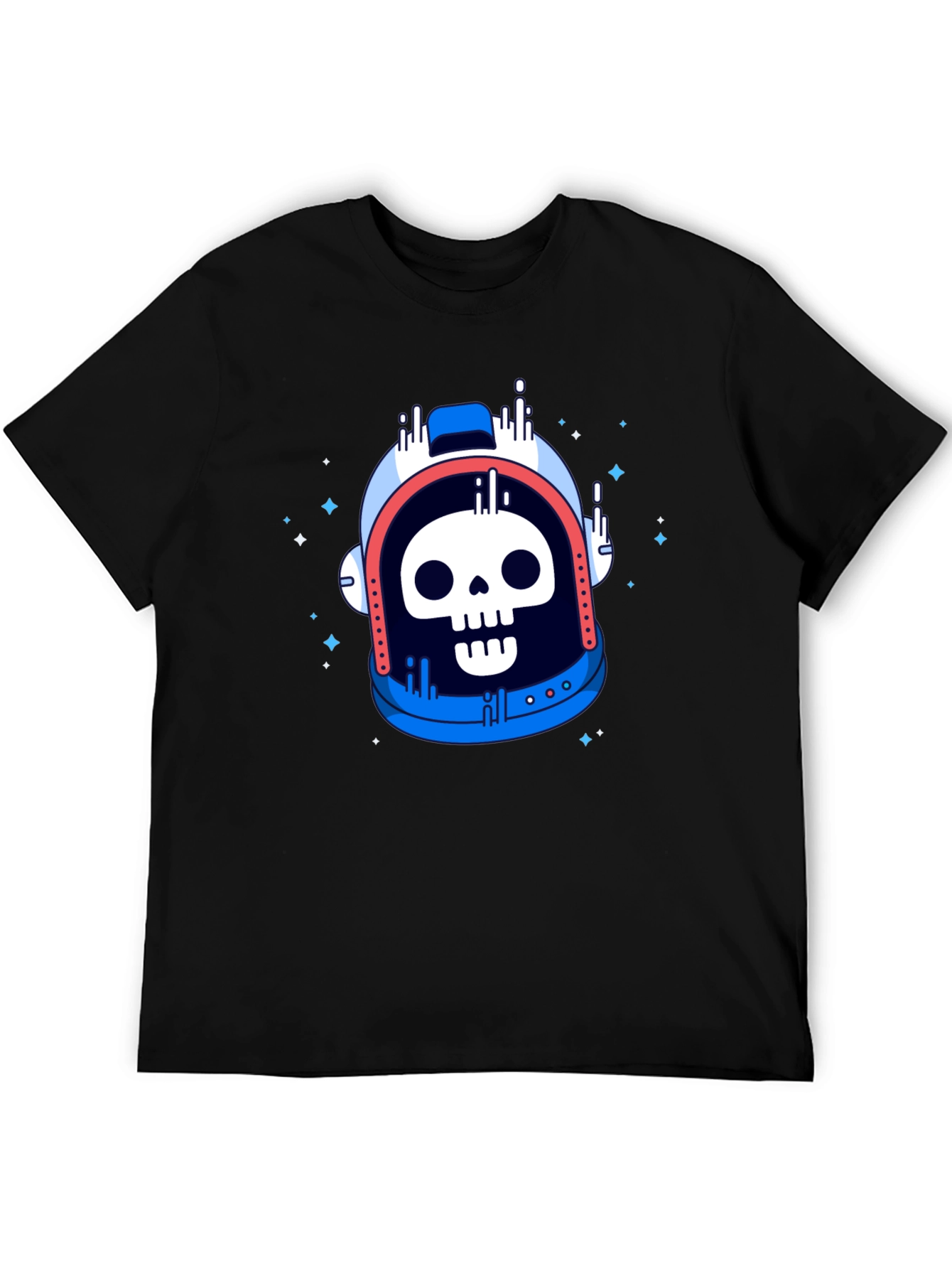 Skull Astronaut Graphic Tee - Black Cotton T-Shirt