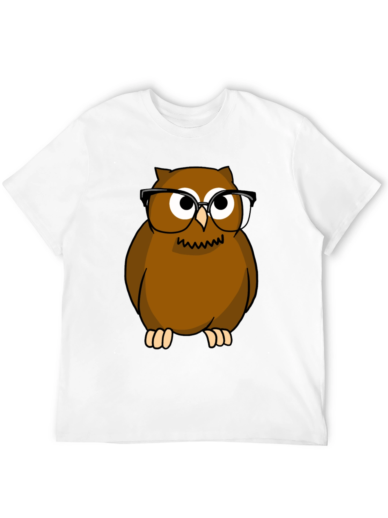 Owl with Glasses Graphic Tee - Black Cotton Shirt