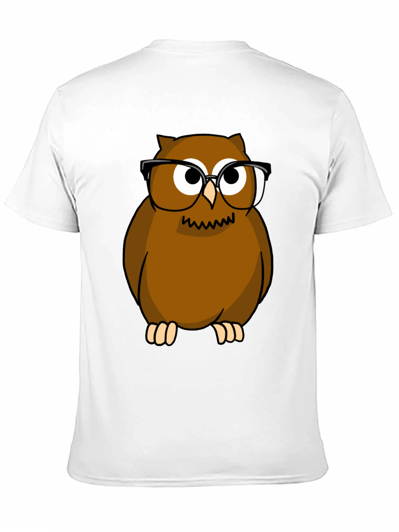 Owl with Glasses Graphic Tee - Black Cotton Shirt