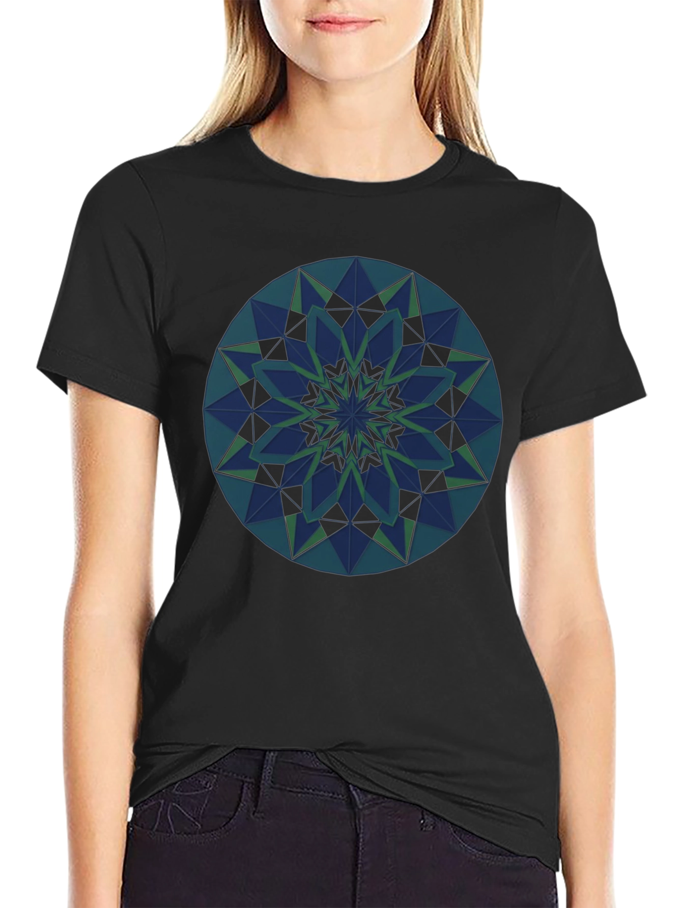 Geometric Mandala Tee - Stylish Graphic Print Shirt
