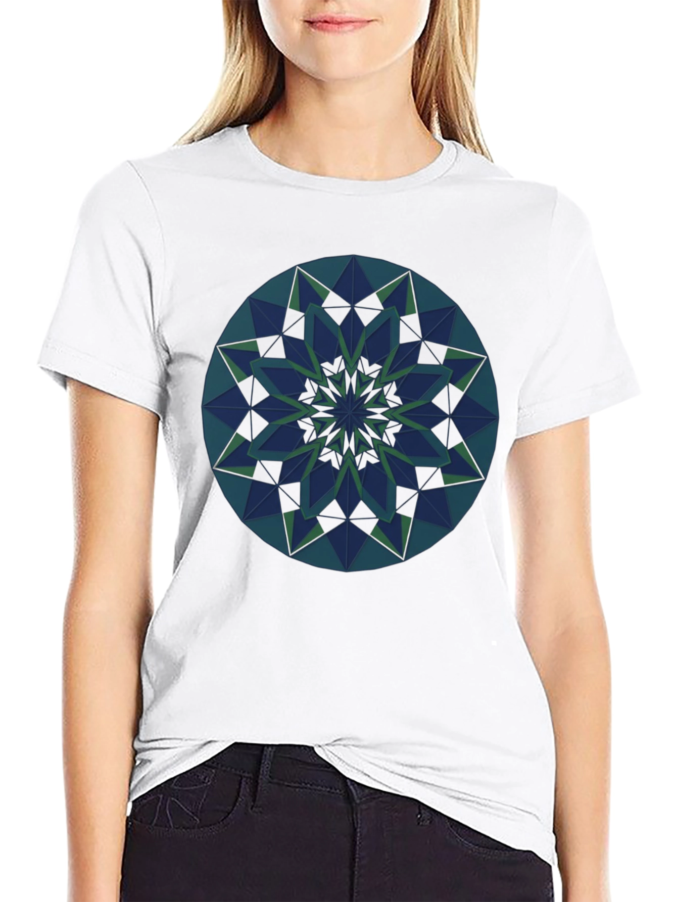 Geometric Mandala Tee - Stylish Graphic Print Shirt