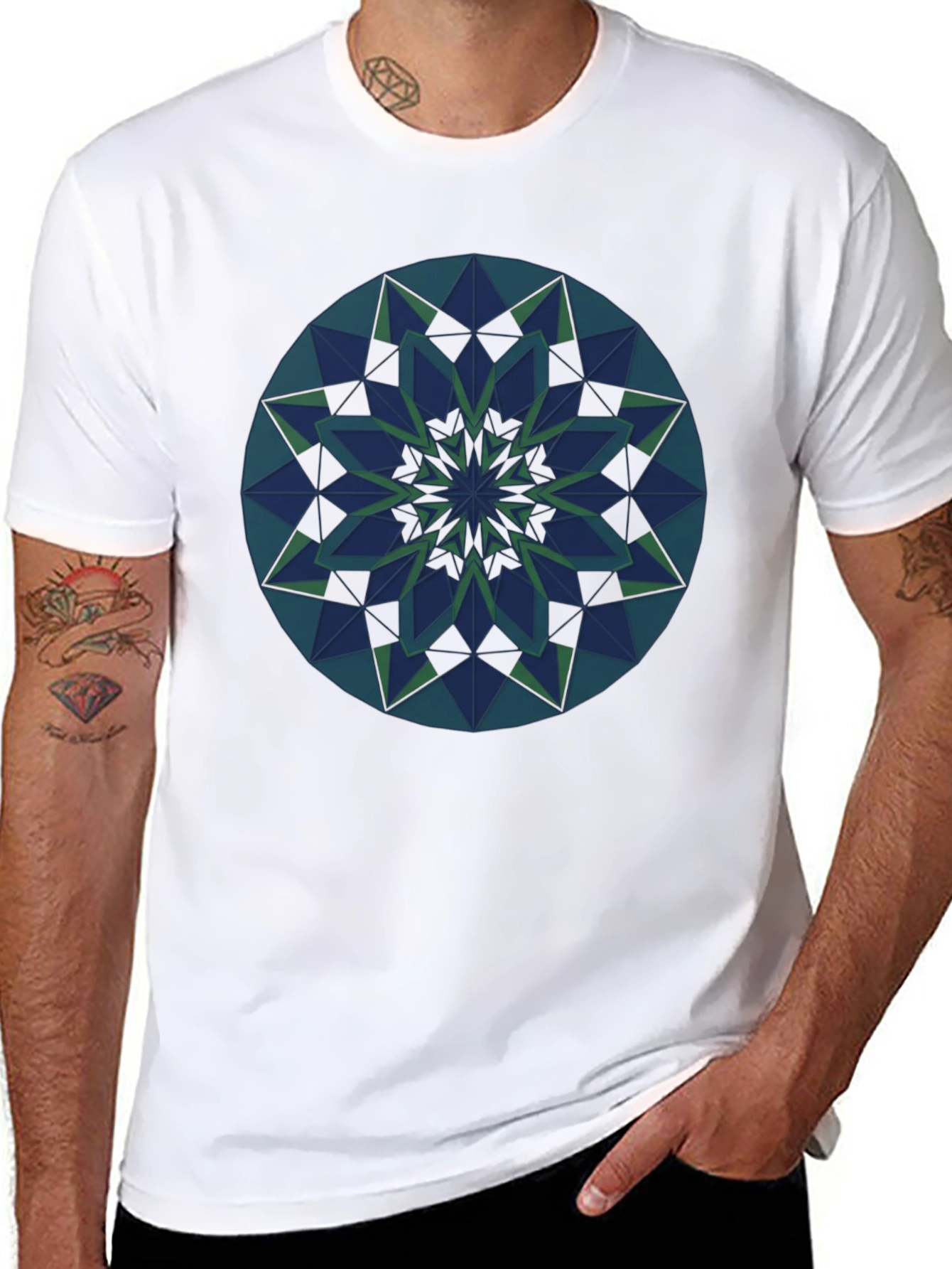Geometric Mandala Tee - Stylish Graphic Print Shirt