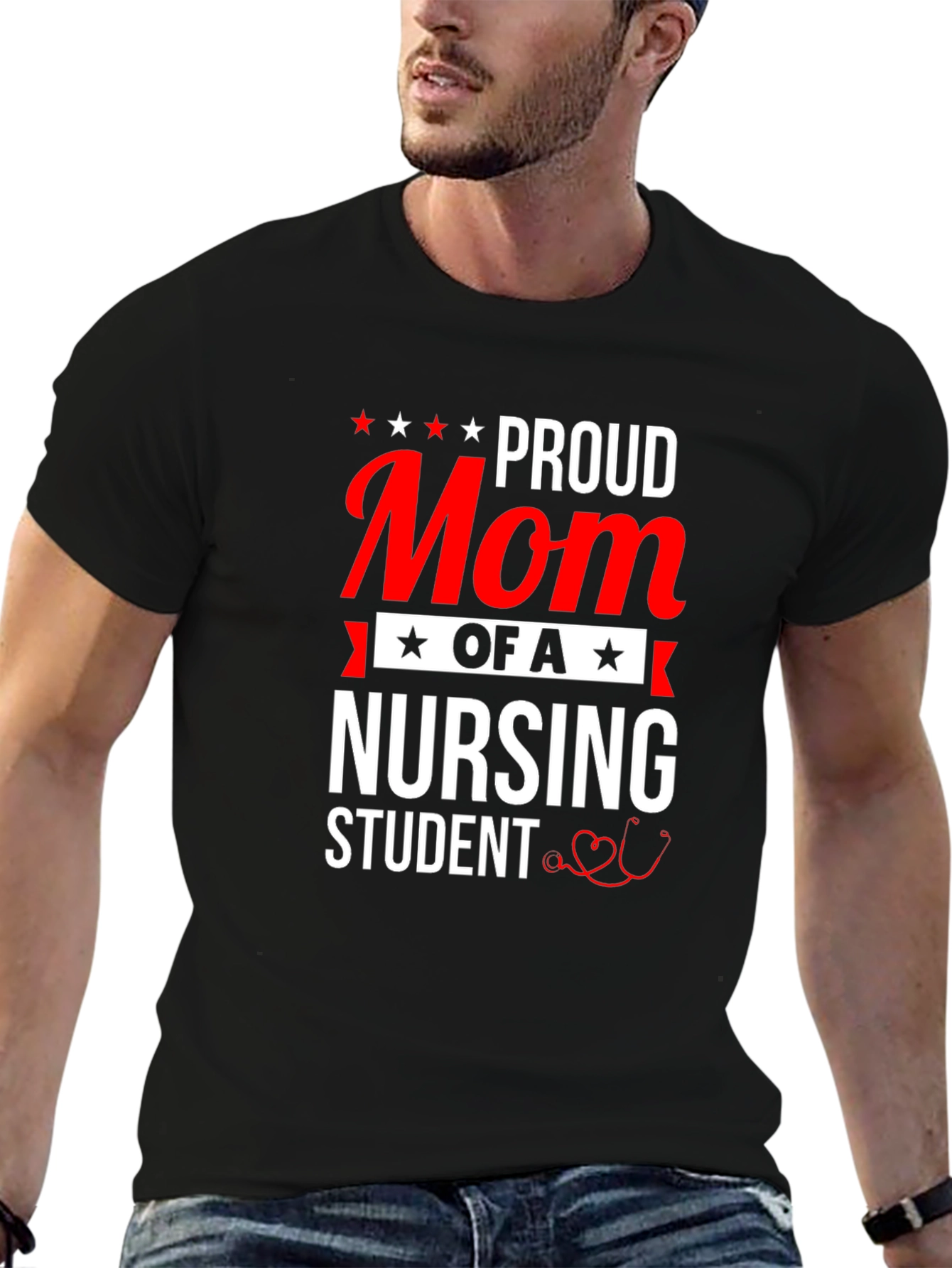 Proud Mom of a Nursing Student Black T-Shirt