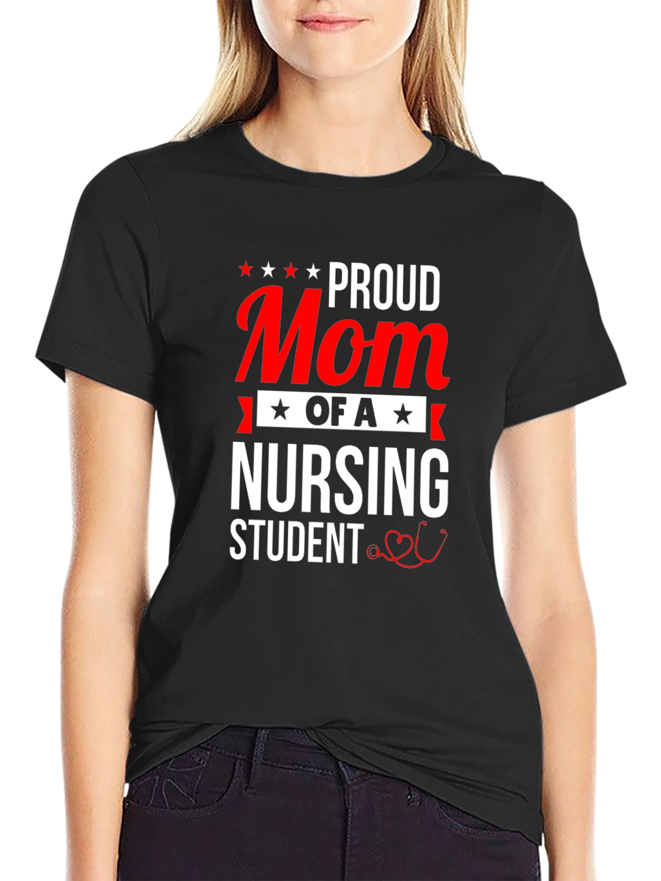Proud Mom of a Nursing Student Black T-Shirt
