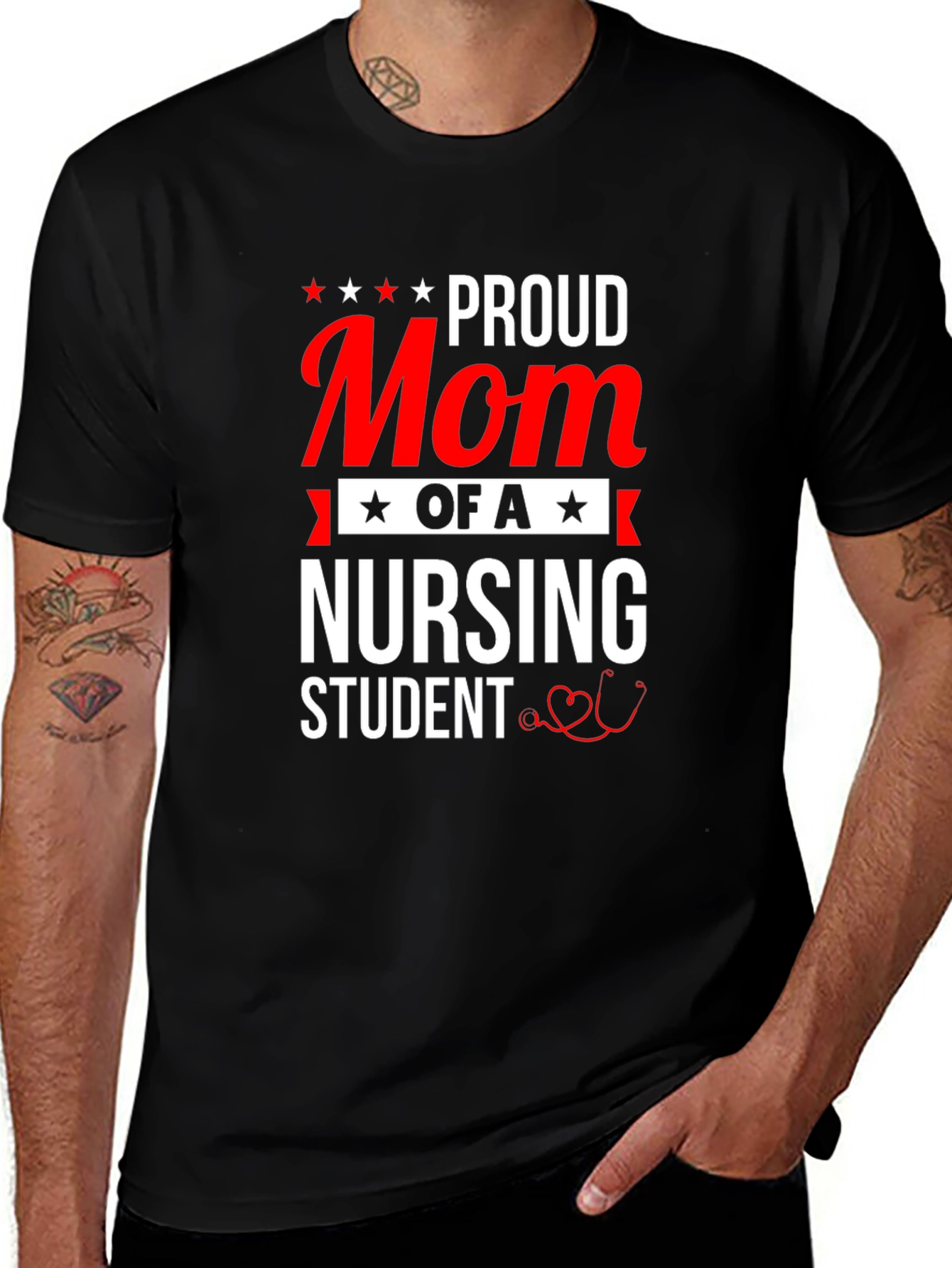 Proud Mom of a Nursing Student Black T-Shirt