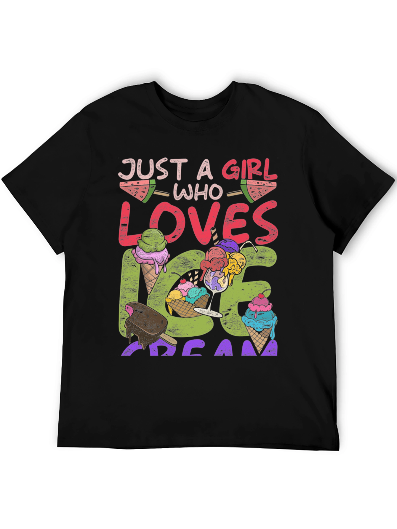 Girl Loves Ice Cream Graphic T-Shirt