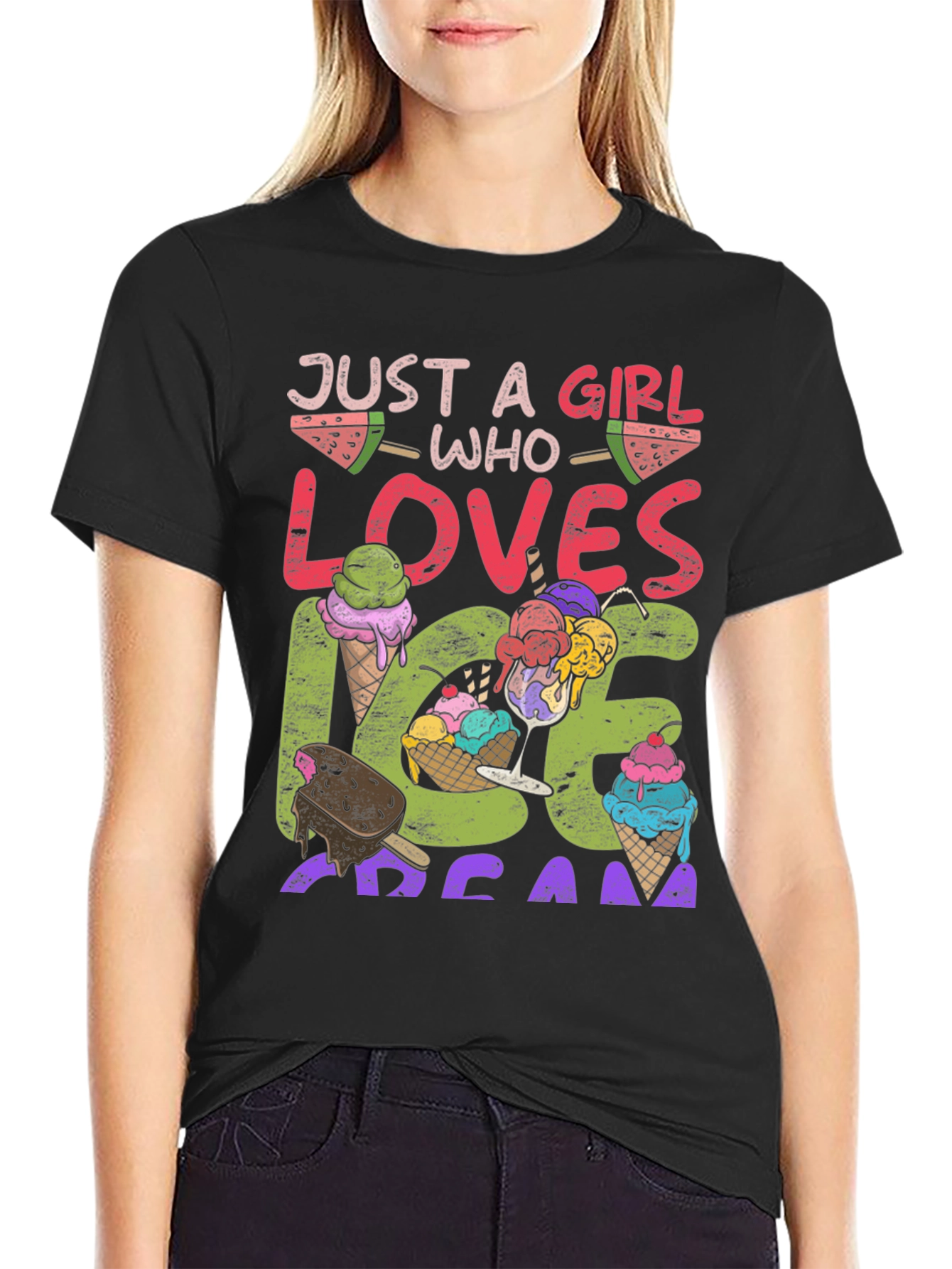 Girl Loves Ice Cream Graphic T-Shirt
