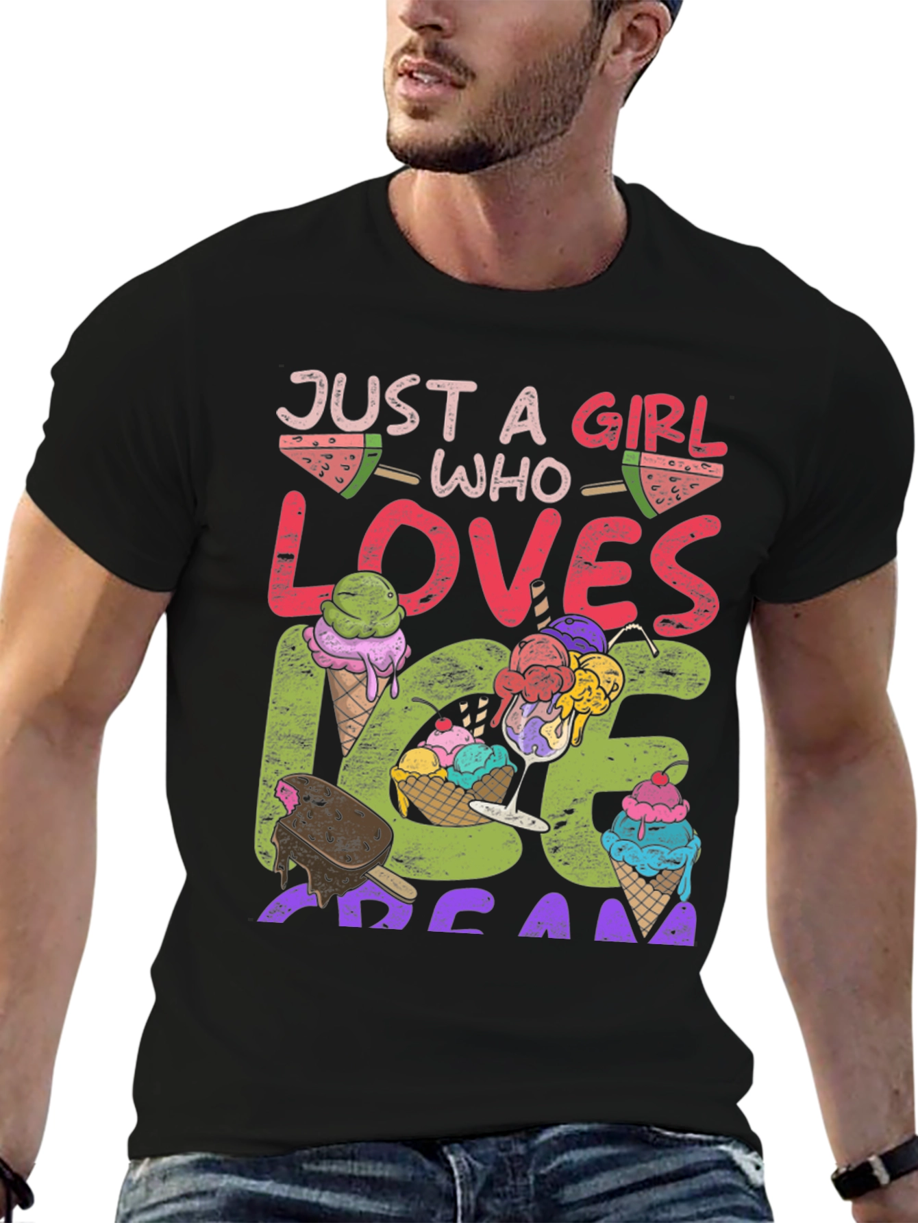 Girl Loves Ice Cream Graphic T-Shirt